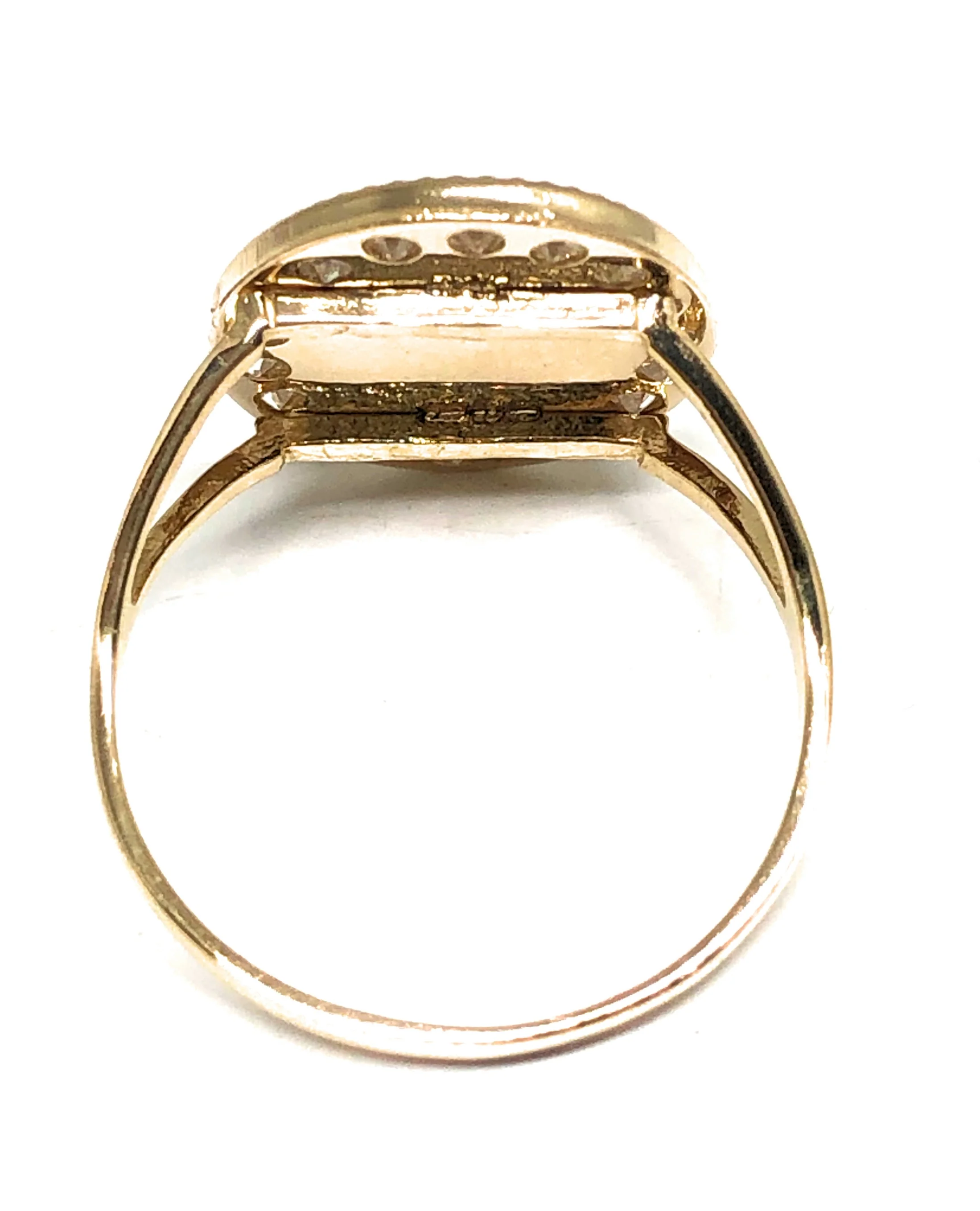 14k Solid Gold Tri-Color Virrgin Mary CZ Oval Ring - Image 3