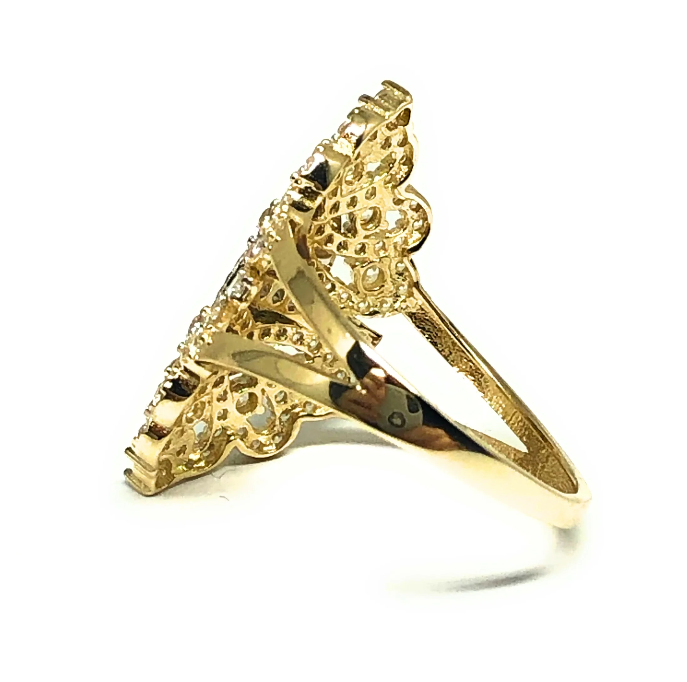 14k Solid Gold Tri-Color Virrgin Mary CZ Ring - Image 3