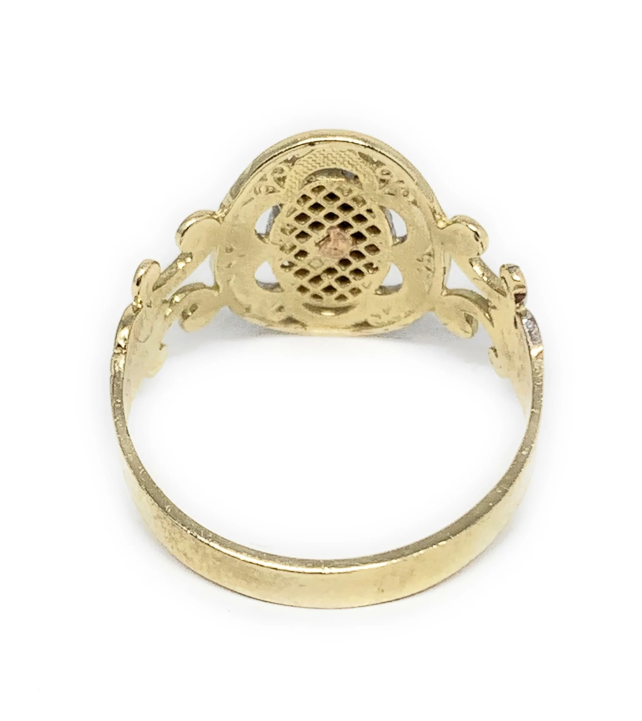 14k Solid Gold Tri-Color Virrgin Mary Elegant Ring - Image 3