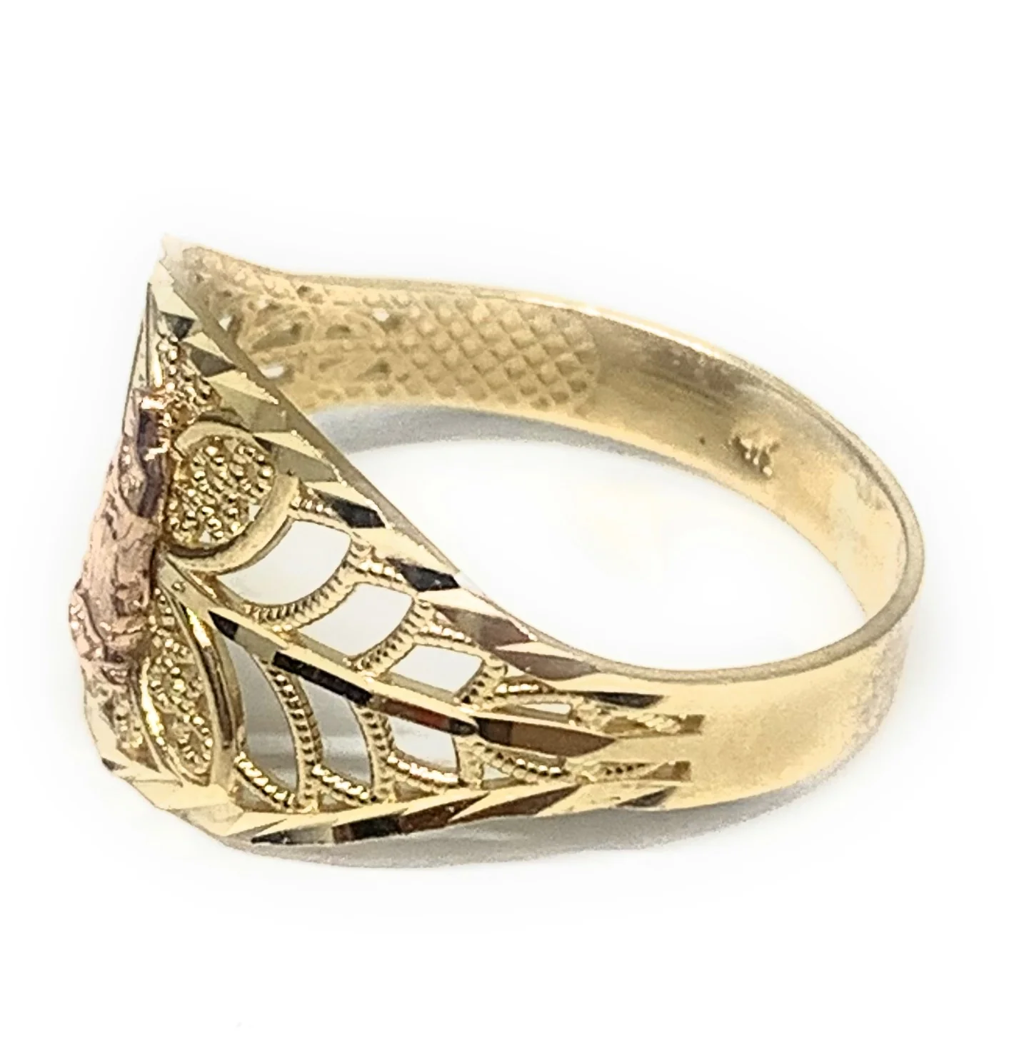14k Solid Gold Yellow & Rose Gold Virrgin Mary Filigran Butterfly Ring (FC 178) - Image 2