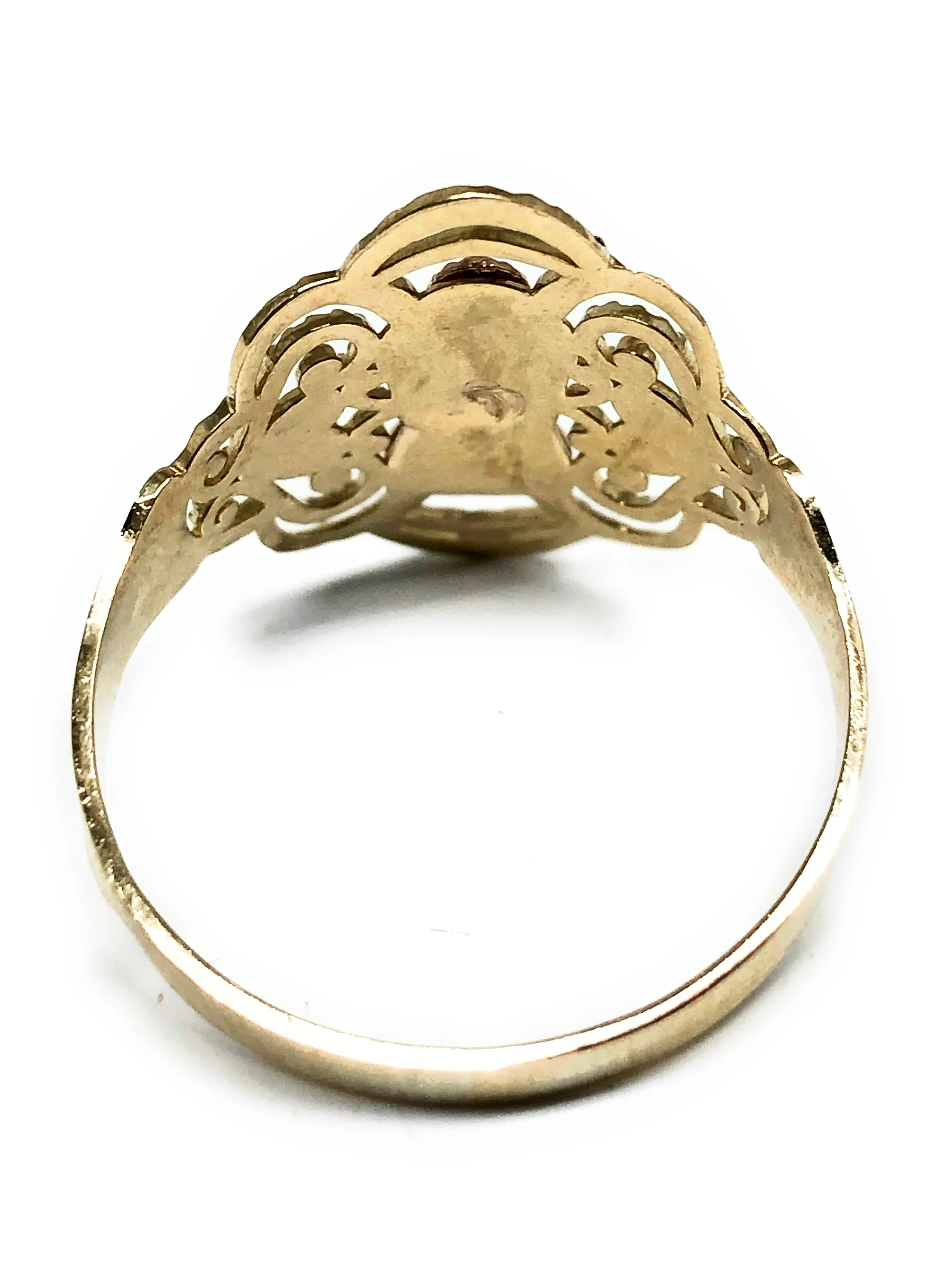 14k Solid Gold Tri-Color Virrgin Mary Filigran Heart Ring - Image 3
