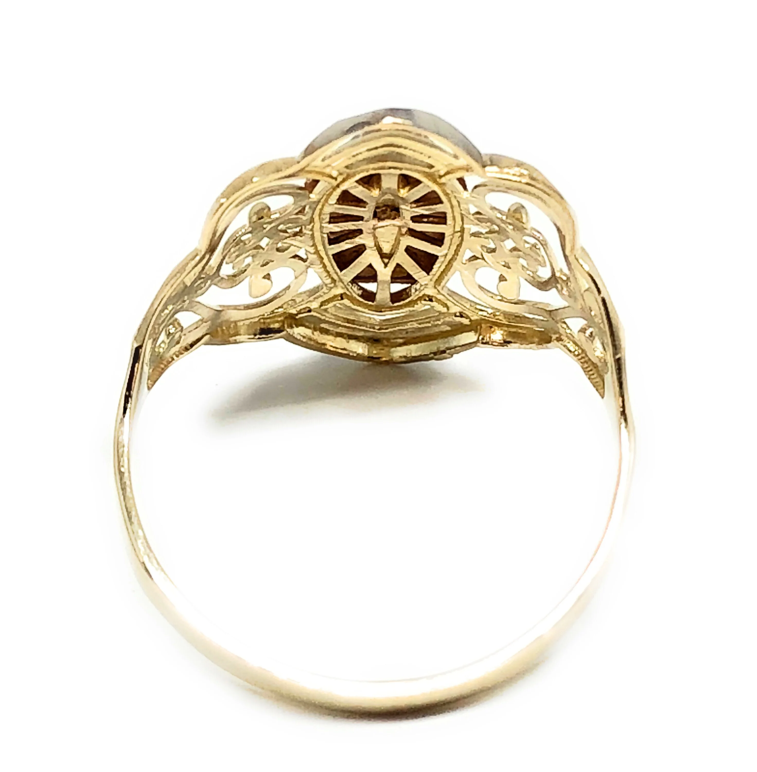 14k Solid Gold Tri-Color Virrgin Mary Filigran Ring - Image 3