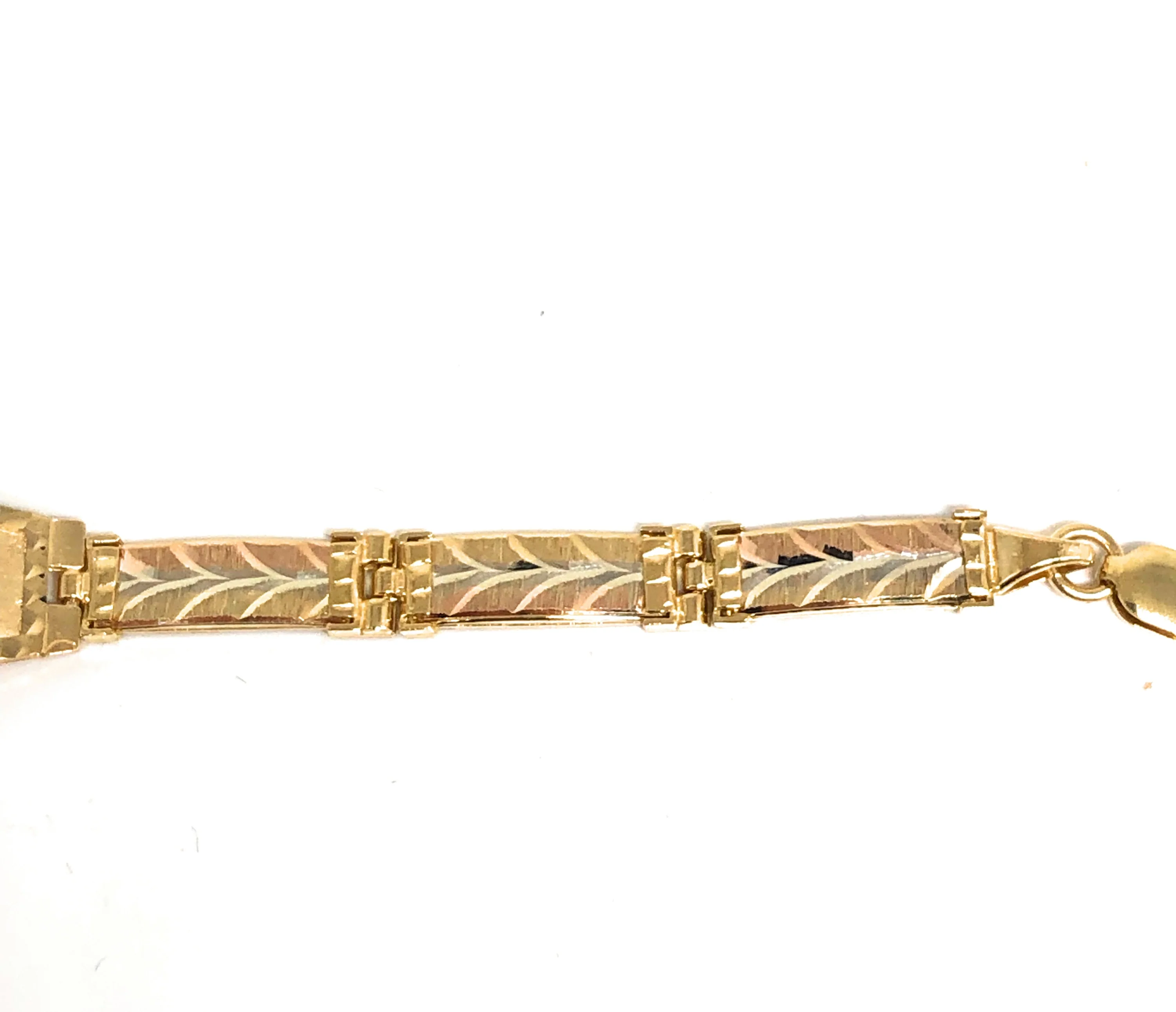 14k Solid Gold Yellow & Rose Virrgin Mary Flower Brracelet 7.1 inch Virrgen Guadalupe (13g) - Image 6