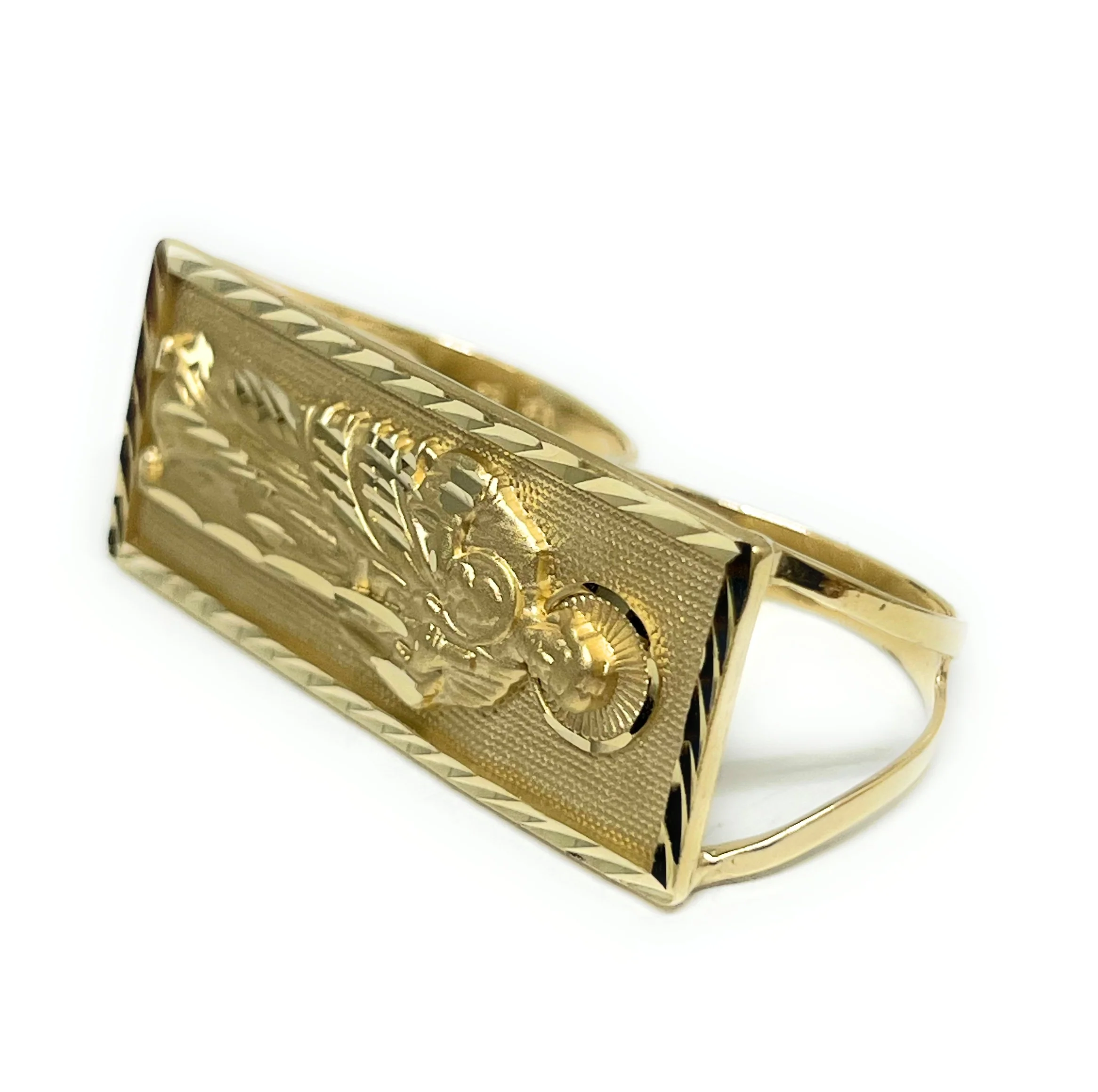 14k Solid Gold TWO FINGER Saan Judas Saaint Jude MATTE FINISH Ring (9.6g) - Image 3