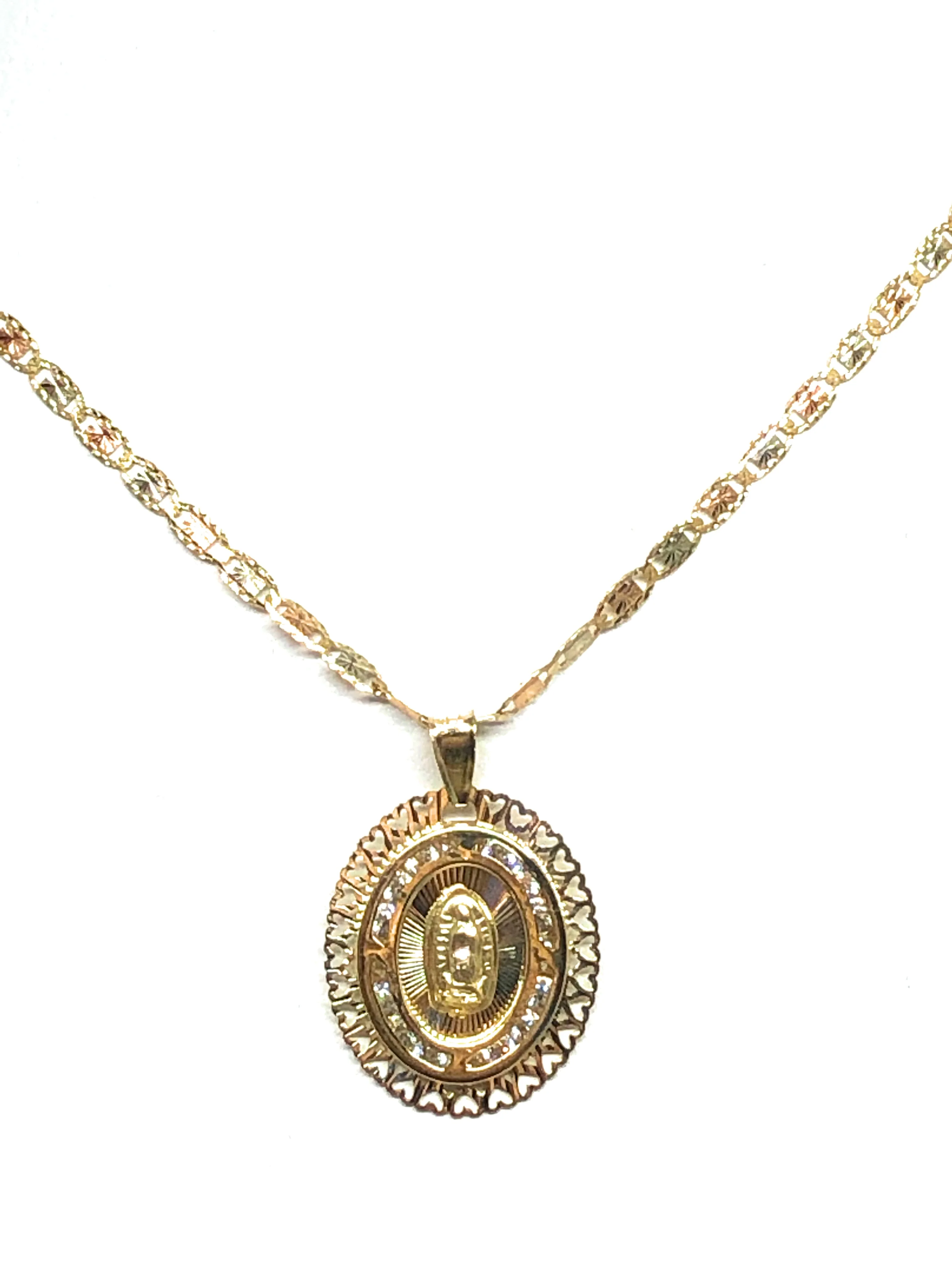 14k Solid Gold Virrgin Mary CZ Pendant Necklace Virrgen Gaudalupe Valentina Chain (SM, XS) - Image 9