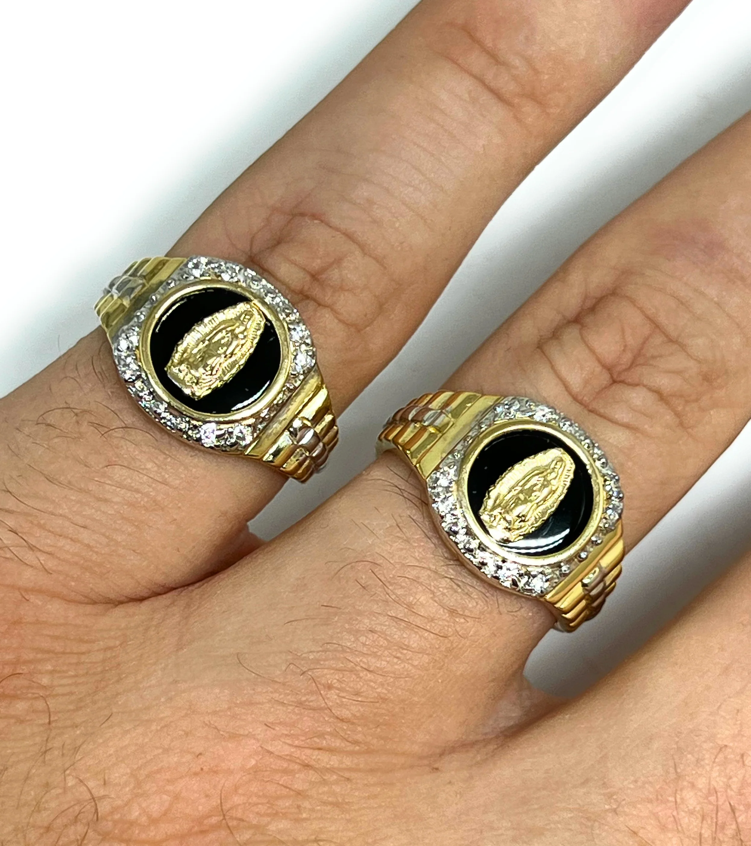 14k Solid Gold Virrgin Mary ONYX CZ Ring (5.4) - Image 2