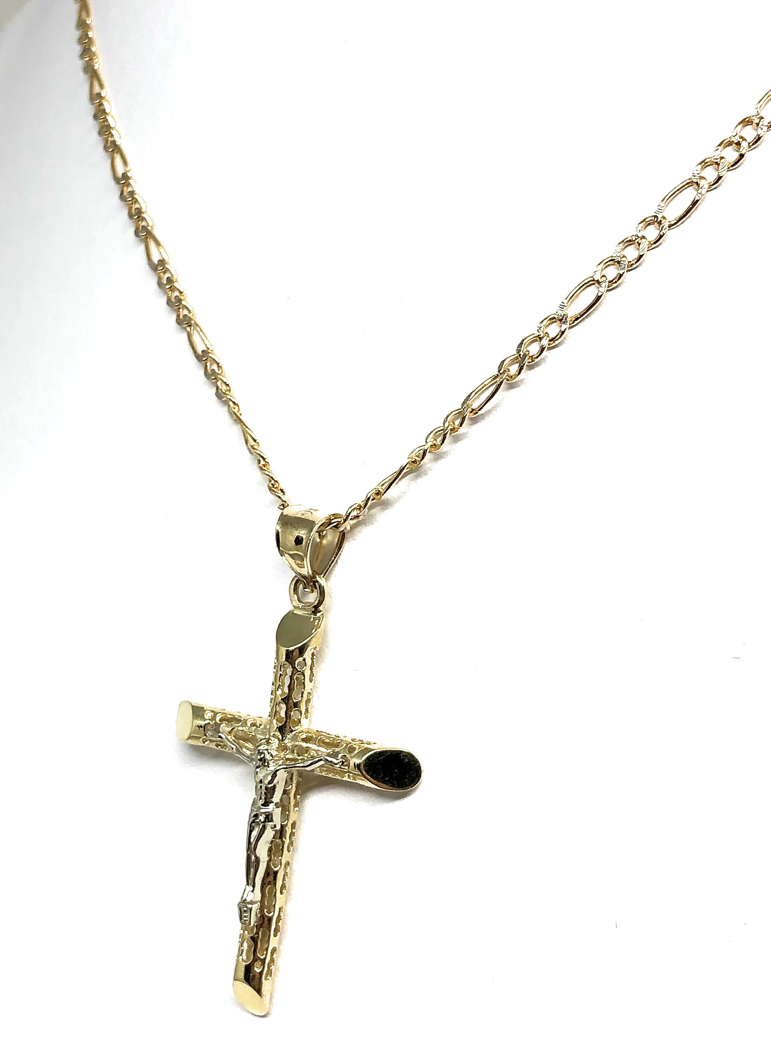 14k Solid Gold Yellow 2-Tone Jesus Cross Crucifix Termite Pendant Necklace (MED,SM) - Image 6