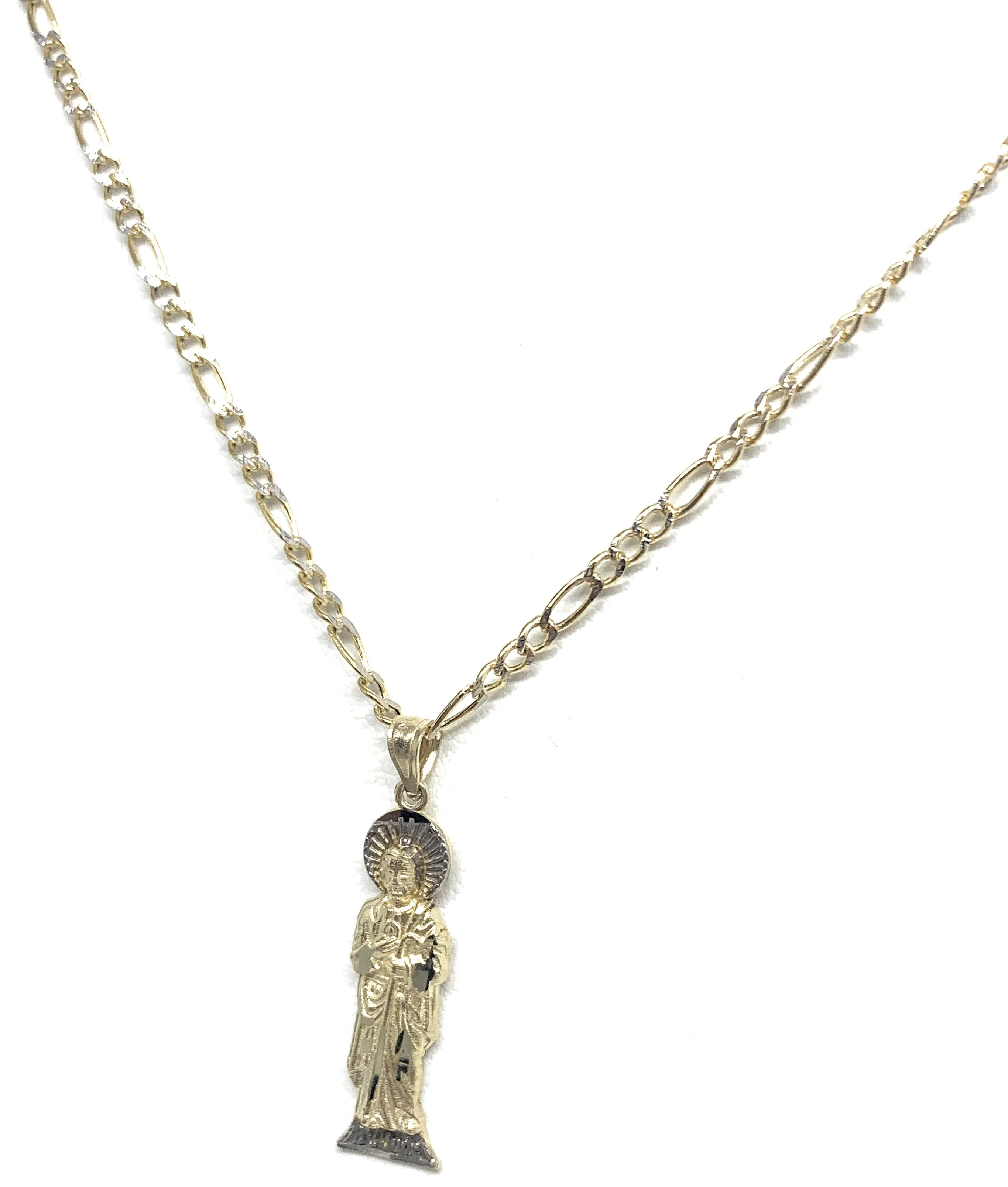 14k Solid Gold Yellow 2-Tone Small Saan Judas Saaint Jude Pendant - Image 5