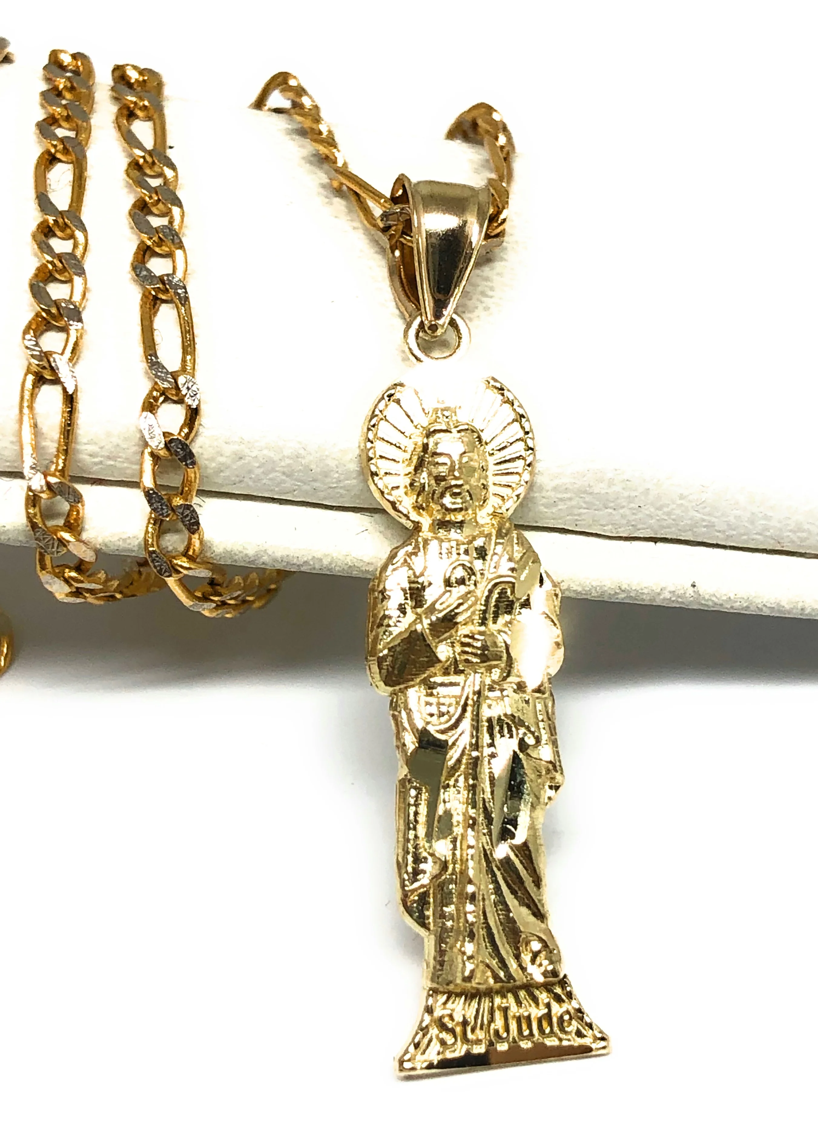 14k Solid Gold Yellow Classic Saan Judas Saaint Jude Pendant (SM, LG)