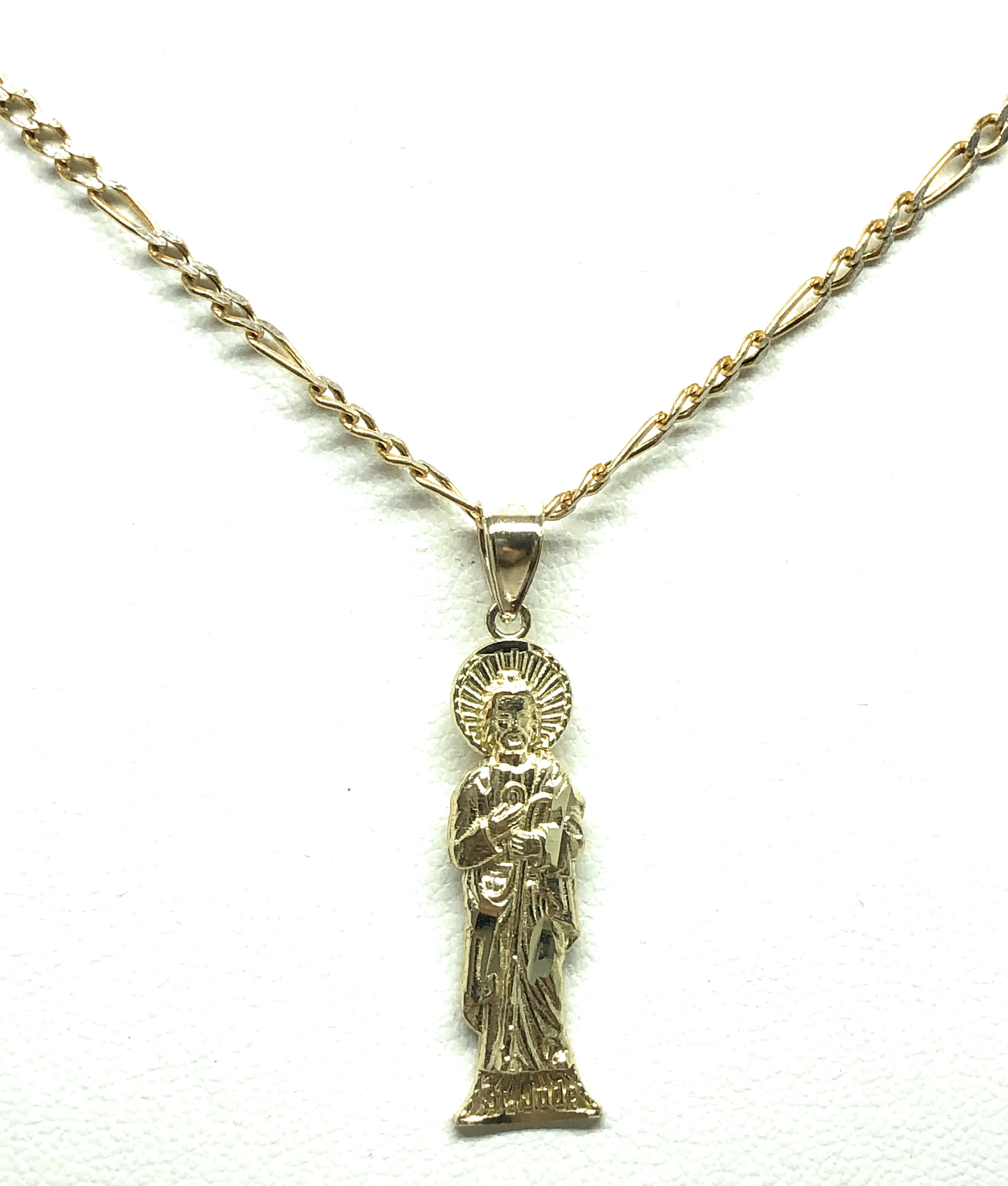 14k Solid Gold Yellow Classic Saan Judas Saaint Jude Pendant (SM, LG) - Image 5