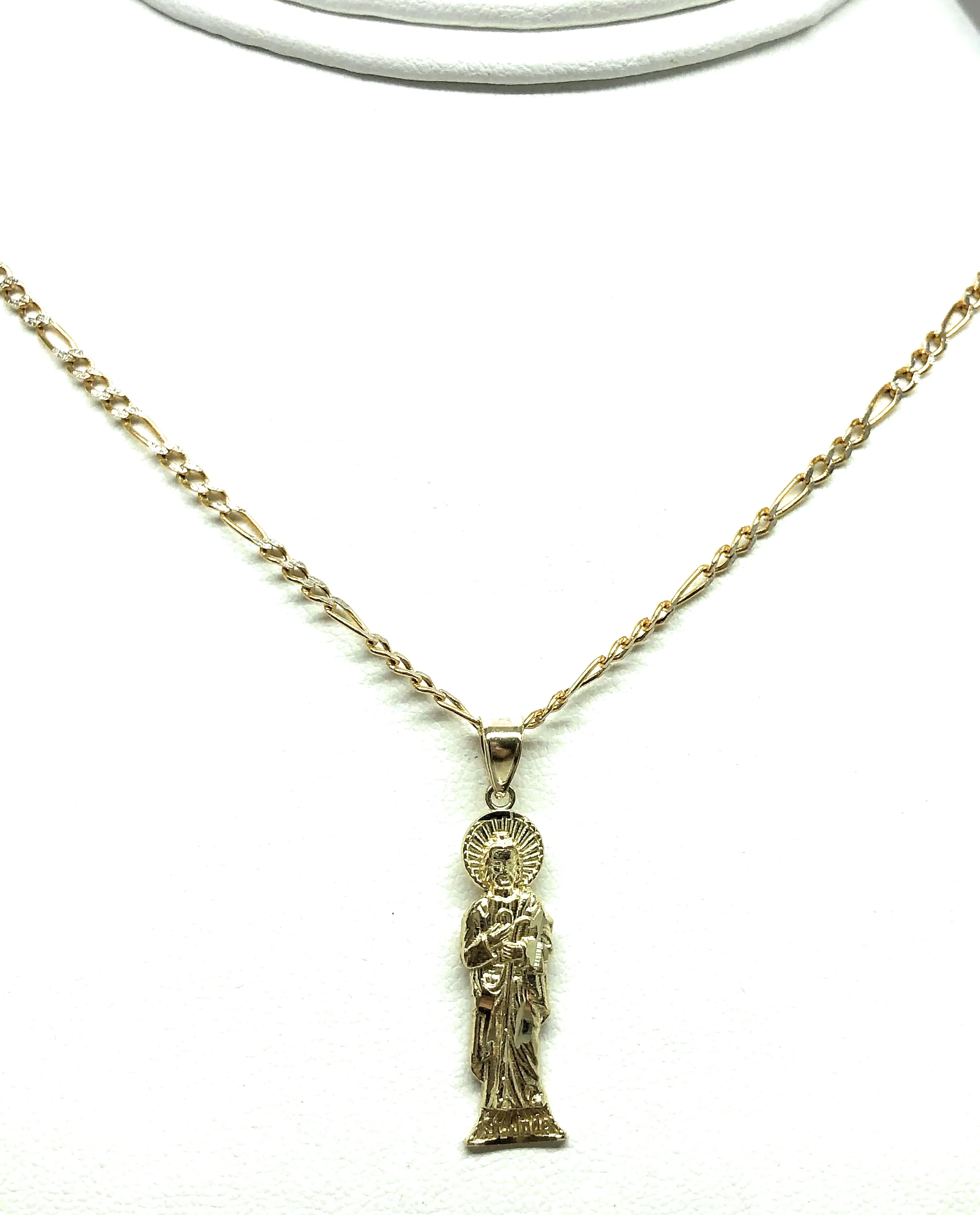 14k Solid Gold Yellow Classic Saan Judas Saaint Jude Pendant (SM, LG) - Image 6