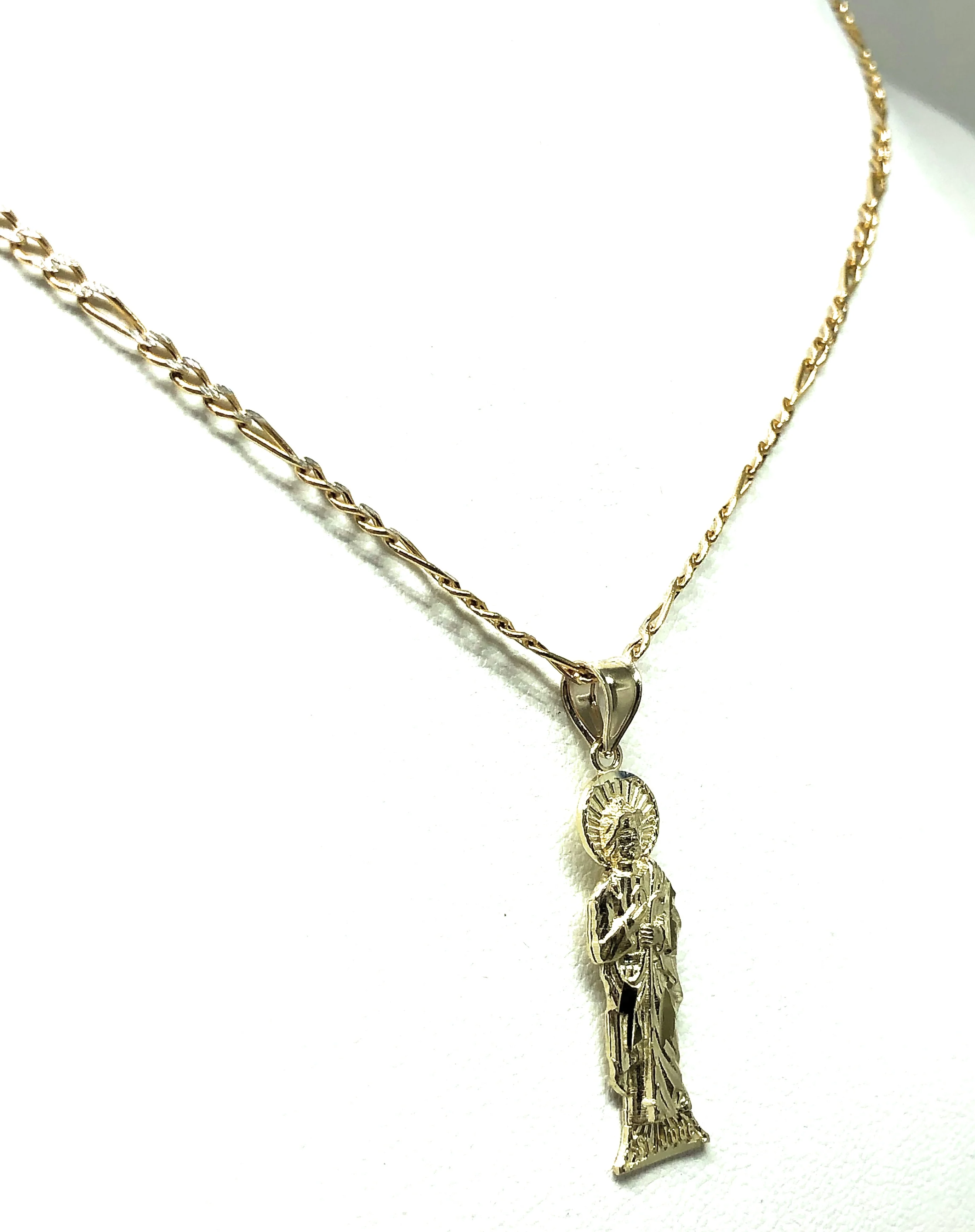 14k Solid Gold Yellow Classic Saan Judas Saaint Jude Pendant (SM, LG) - Image 7