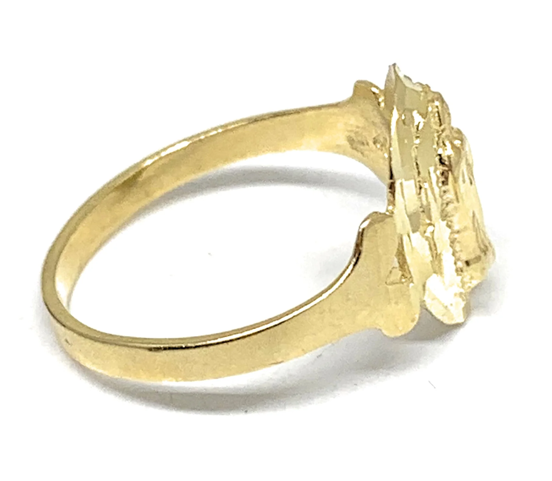 14k Solid Gold Yellow Classic Virrgin Mary Ring - Image 2