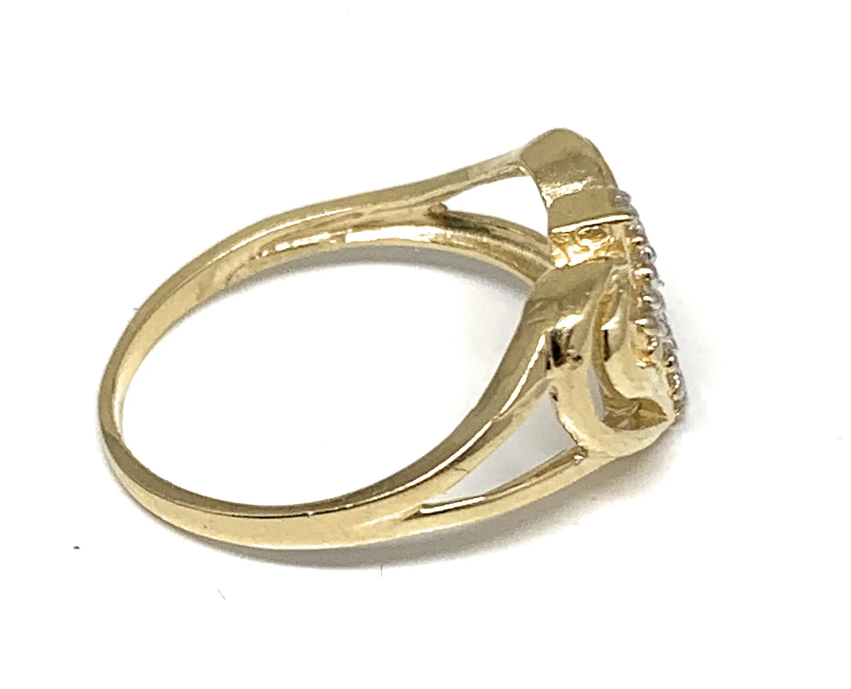 14k Solid Gold Yellow Cross Heart Ring - Image 2