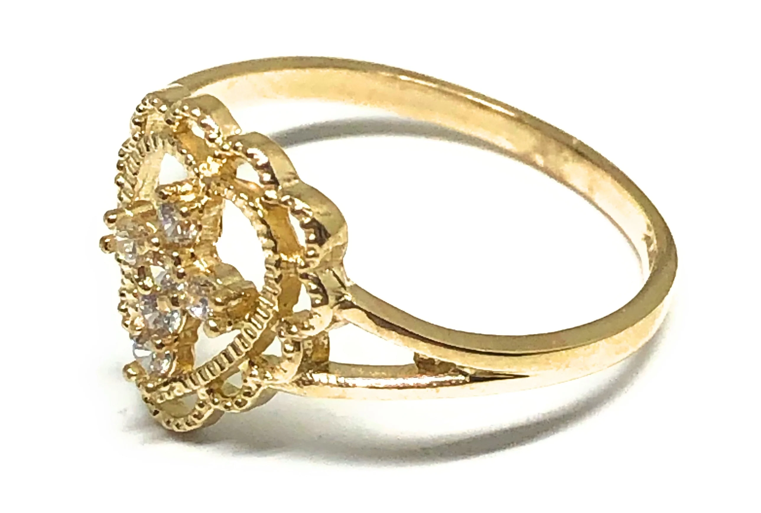 14k Solid Gold Yellow Cross Heart Ring (DISCONTINUED) - Image 2