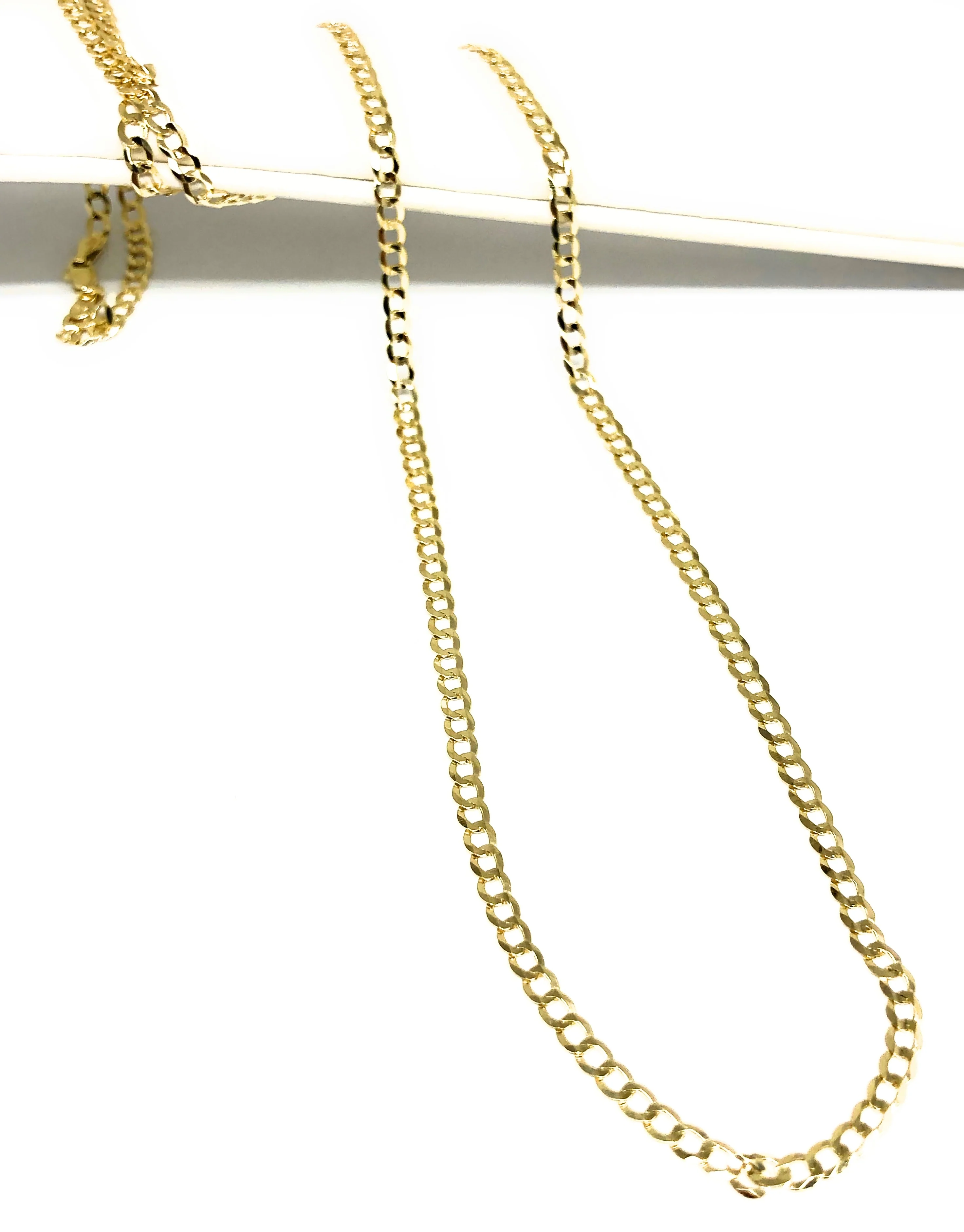 10k Solid Gold Yellow Cuban CURB Link Chain 18-24 inches 3.2mm (Full Solid Style)