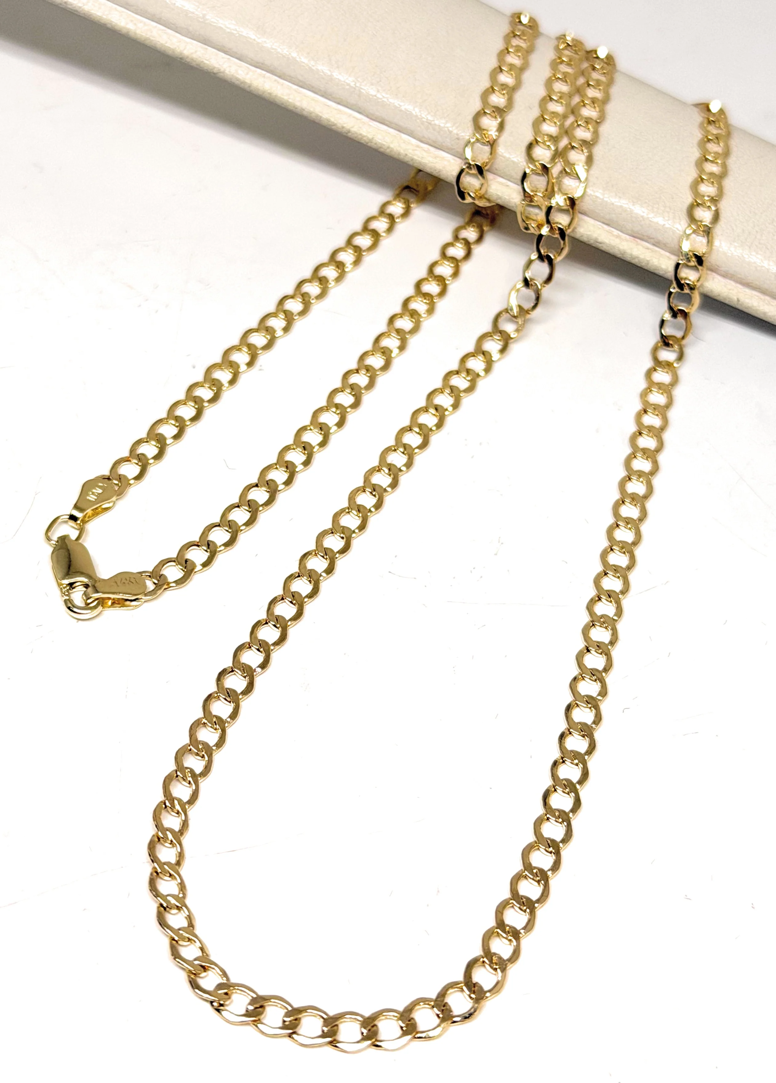 10k Solid Gold Yellow Cuban CURB Link Chain 18-24 inches 3.5mm (Semi-Hollow Style) - Image 7