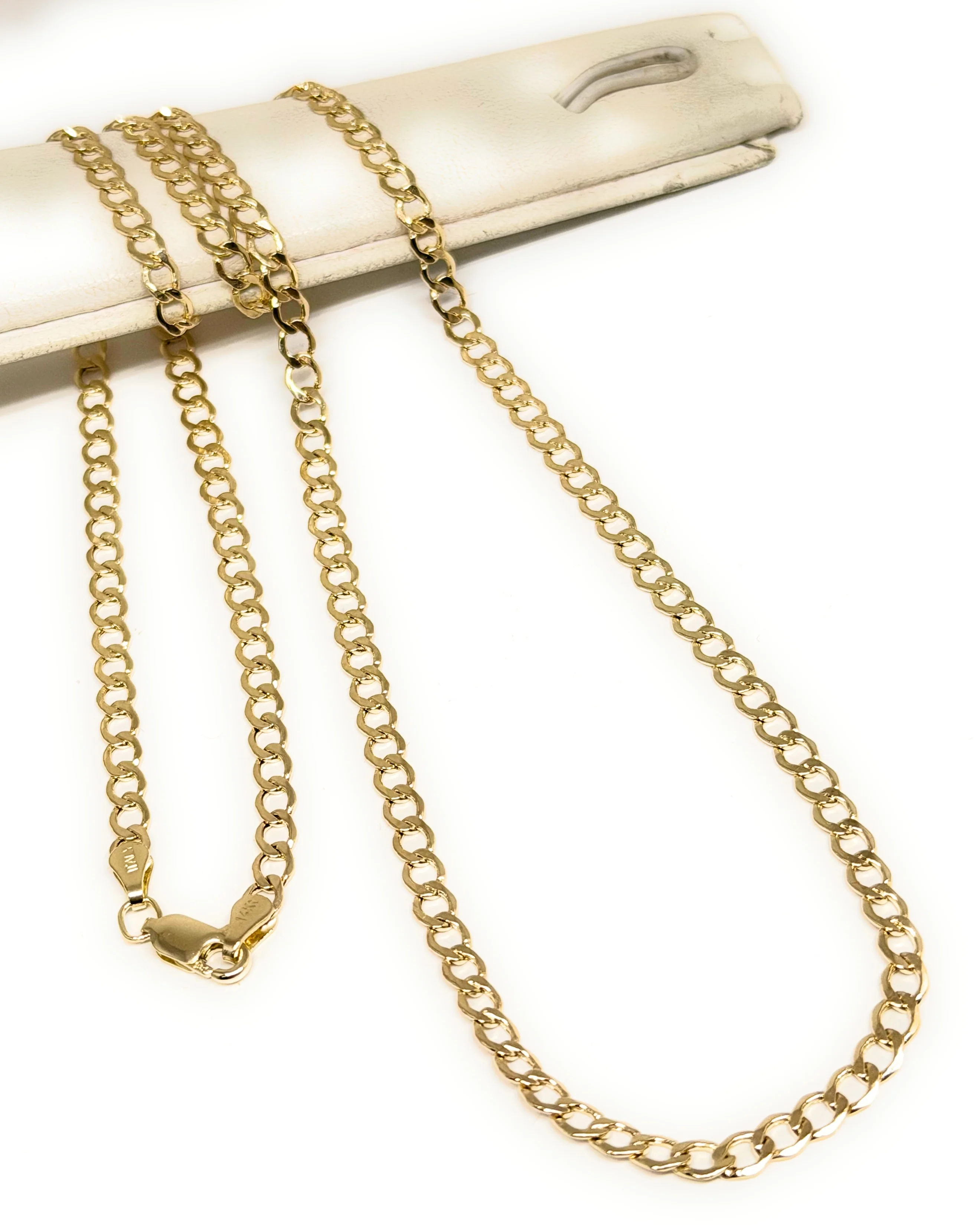 10k Solid Gold Yellow Cuban CURB Link Chain 18-24 inches 3.5mm (Semi-Hollow Style)