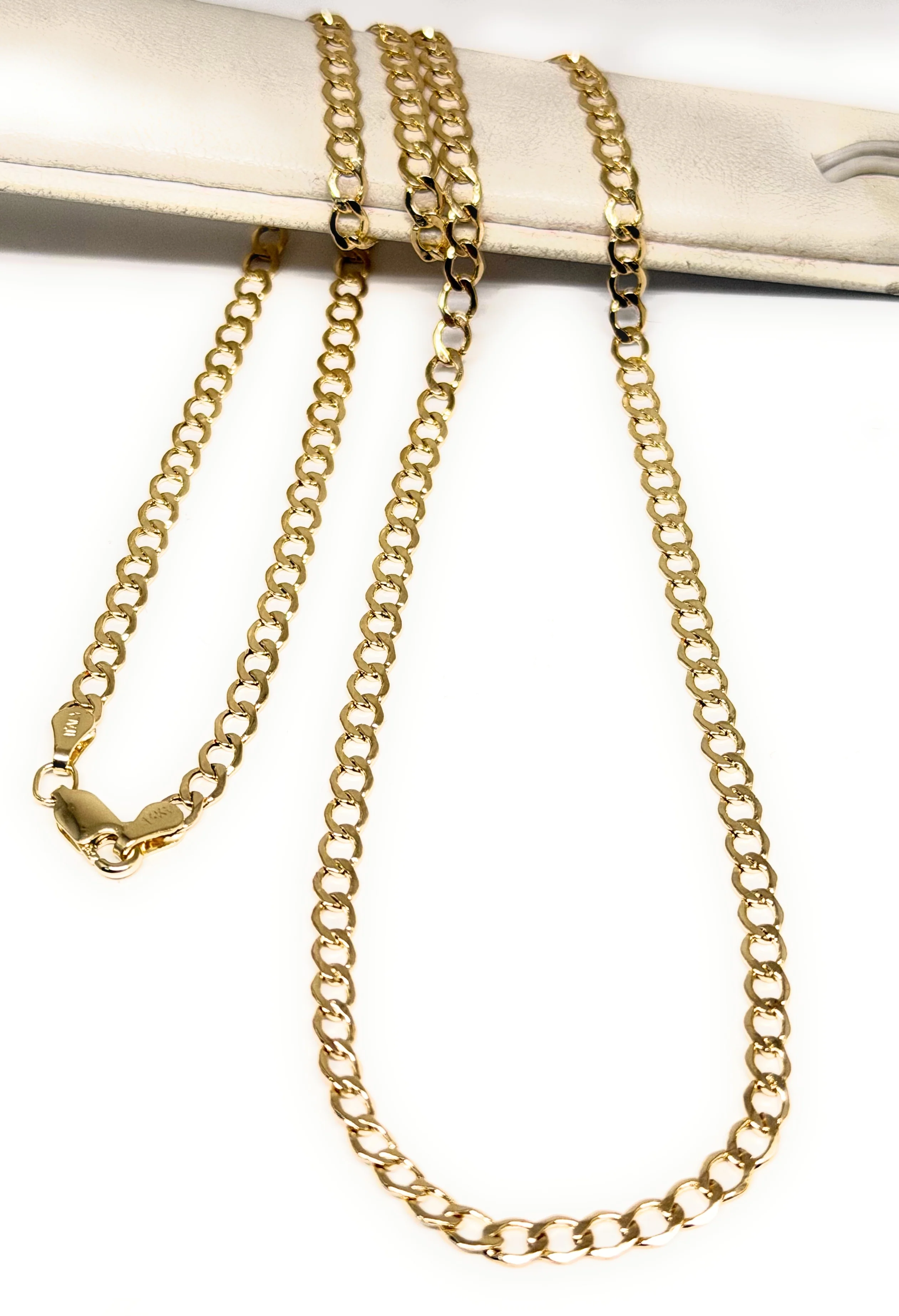 10k Solid Gold Yellow Cuban CURB Link Chain 18-24 inches 3.5mm (Semi-Hollow Style) - Image 8