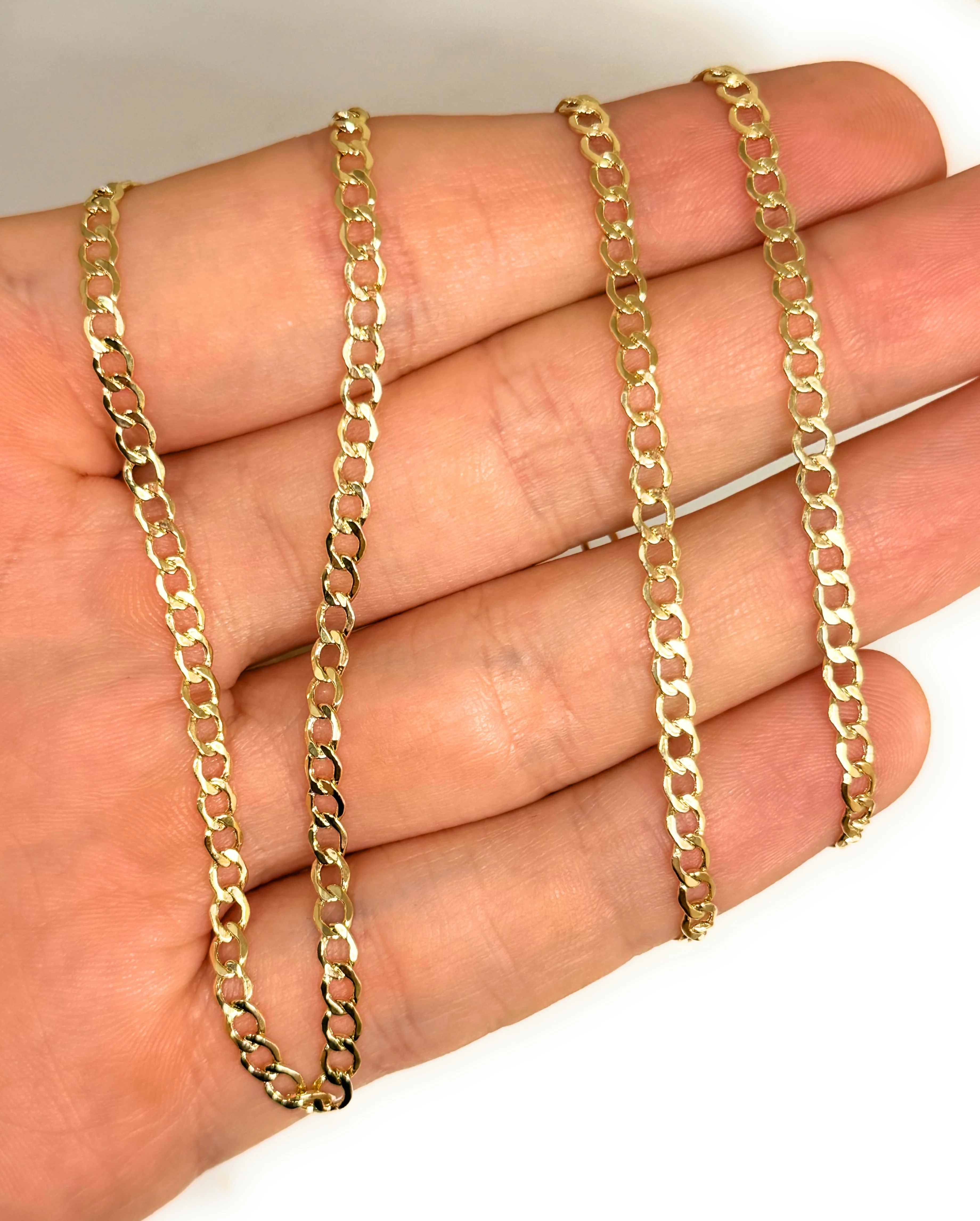 10k Solid Gold Yellow Cuban CURB Link Chain 18-24 inches 3.5mm (Semi-Hollow Style) - Image 6