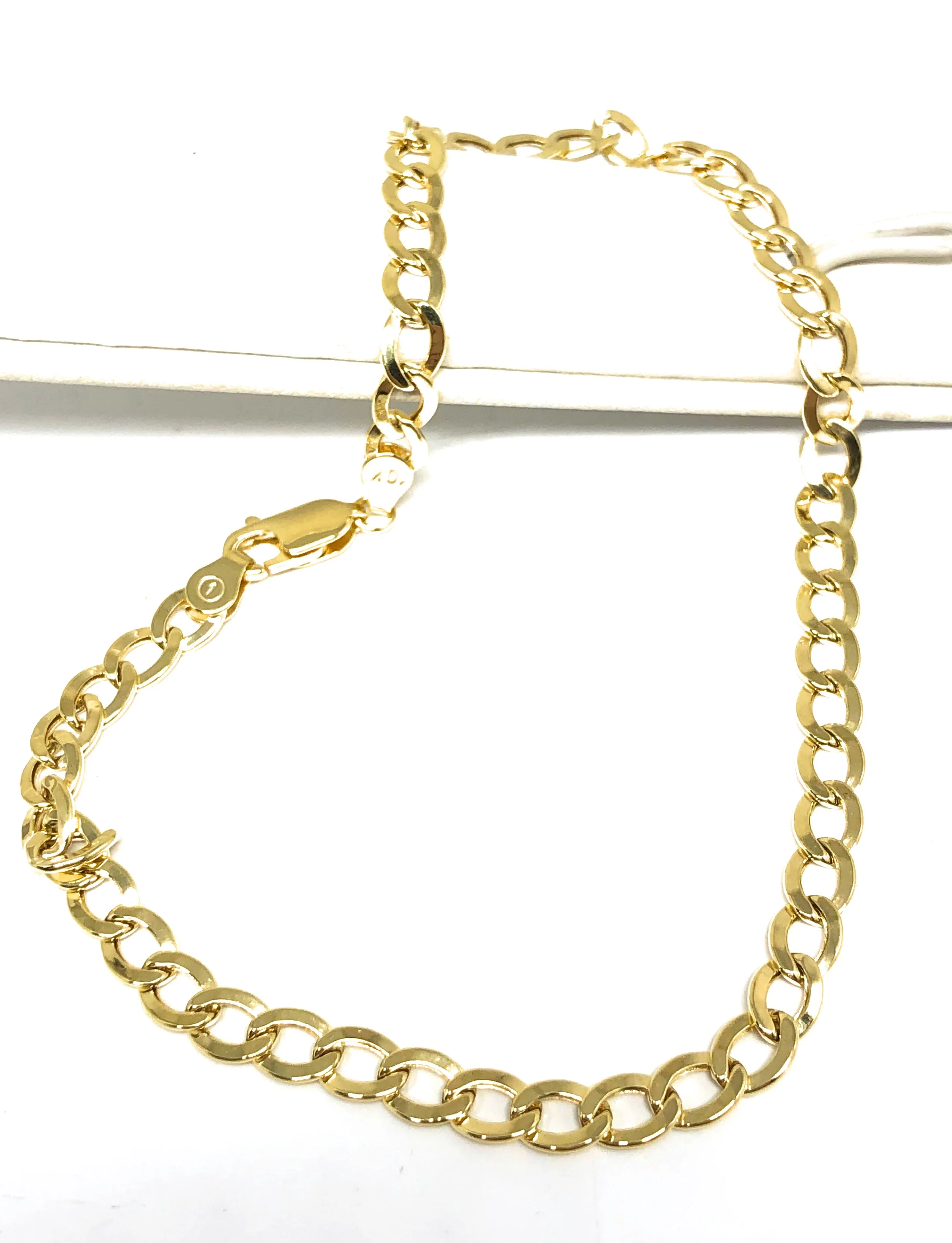 14k Solid Gold Yellow Cuban CURB Link Brracelet 7-8 inch 4.5-4.7mm Width (SEMI-HOLLOW STYLE)
