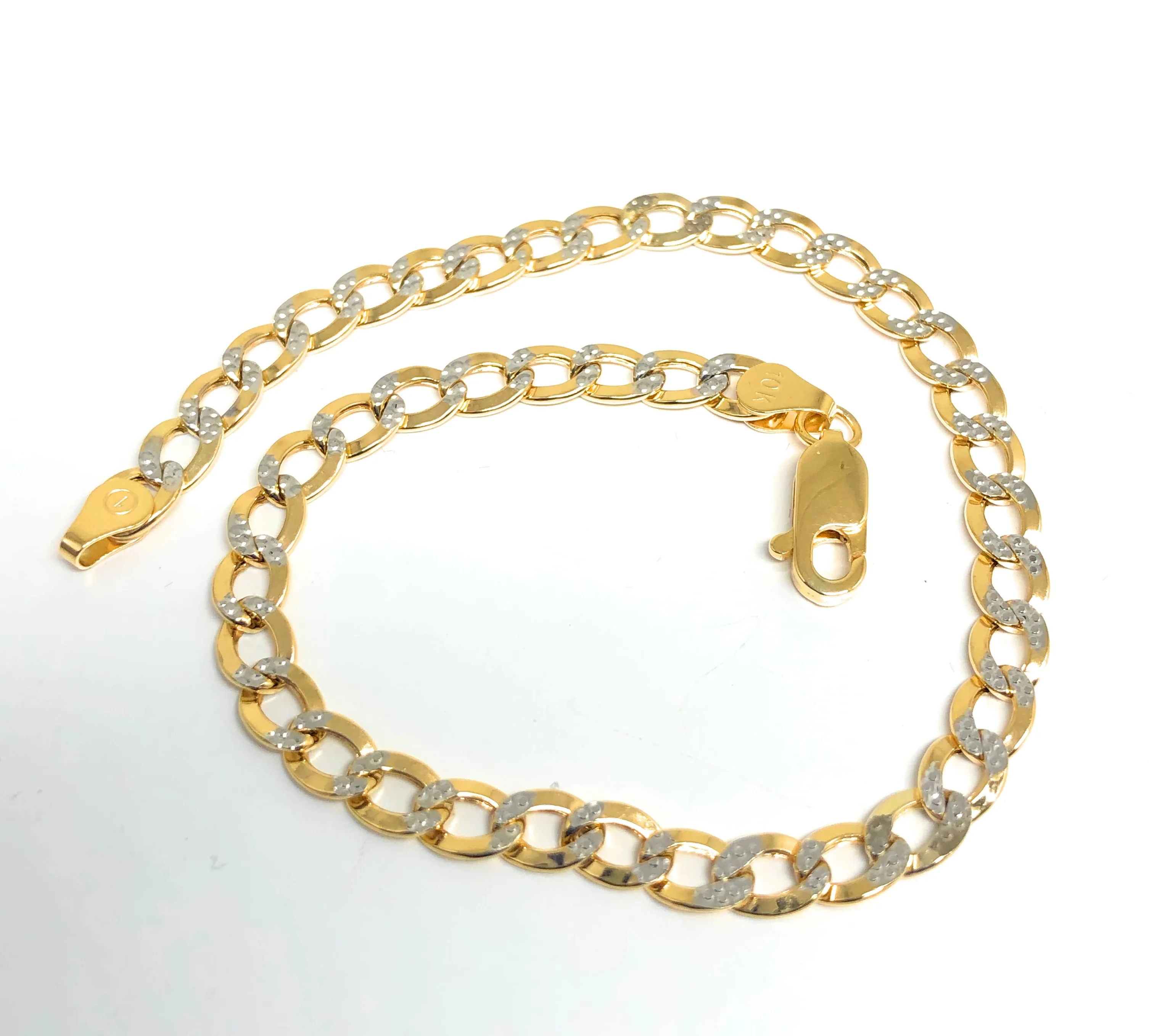14k Solid Gold Yellow Cuban CURB Link Diamond Cut (White Gold) Brracelet 7-8 inch 3.5-4.5mm Width - Image 5
