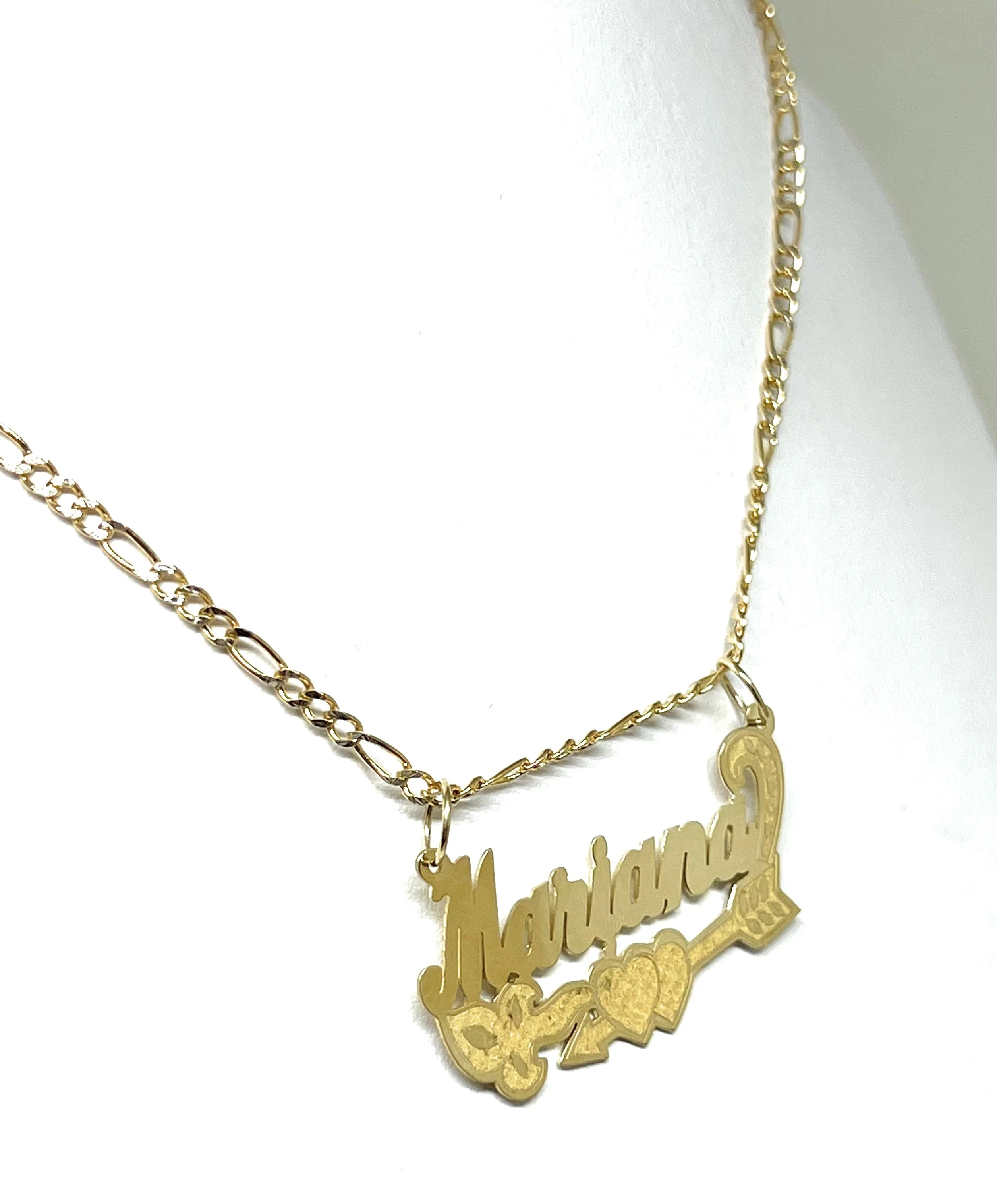 14k Solid Gold Yellow Cursive CUPID HEART ARROW Custom Nameplate Pendant Necklace with Chain Options - Image 6