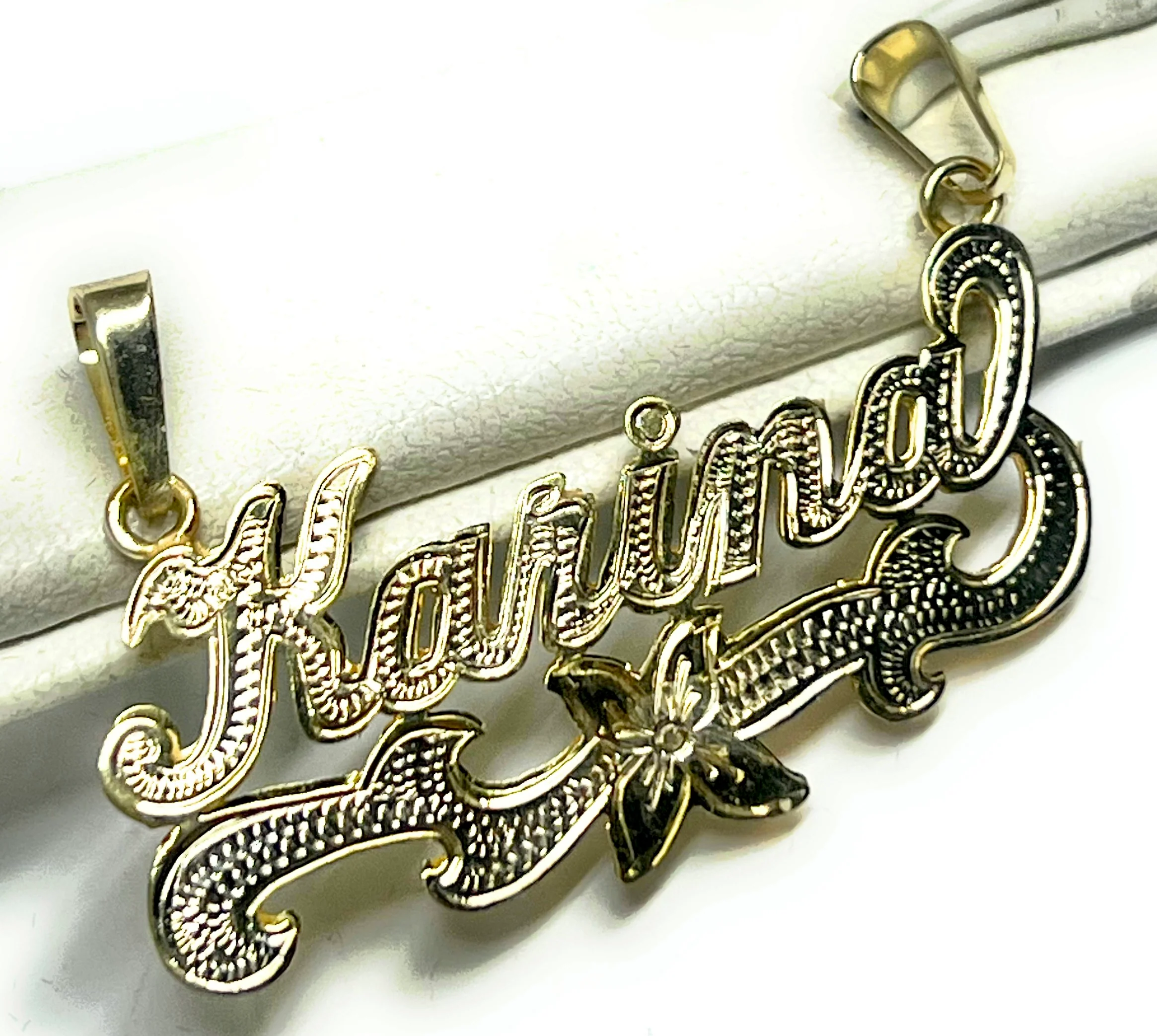 14k Solid Gold Yellow Custom 3D Double Name Illusion (WHITE GOLD OR ALL YELLOW GOLD) Nameplate Pendant Necklace - Image 10