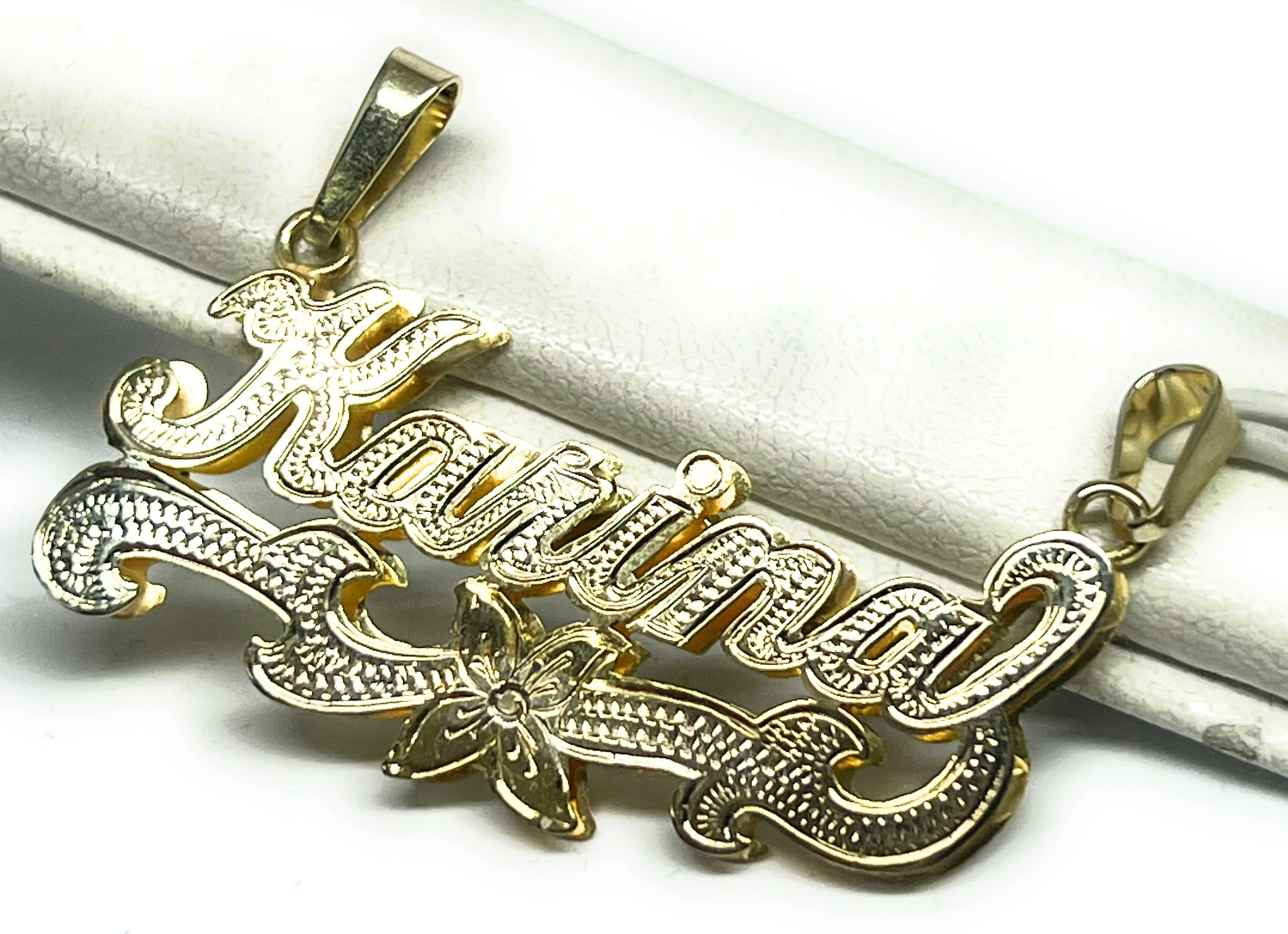 14k Solid Gold Yellow Custom 3D Double Name Illusion (WHITE GOLD OR ALL YELLOW GOLD) Nameplate Pendant Necklace - Image 11