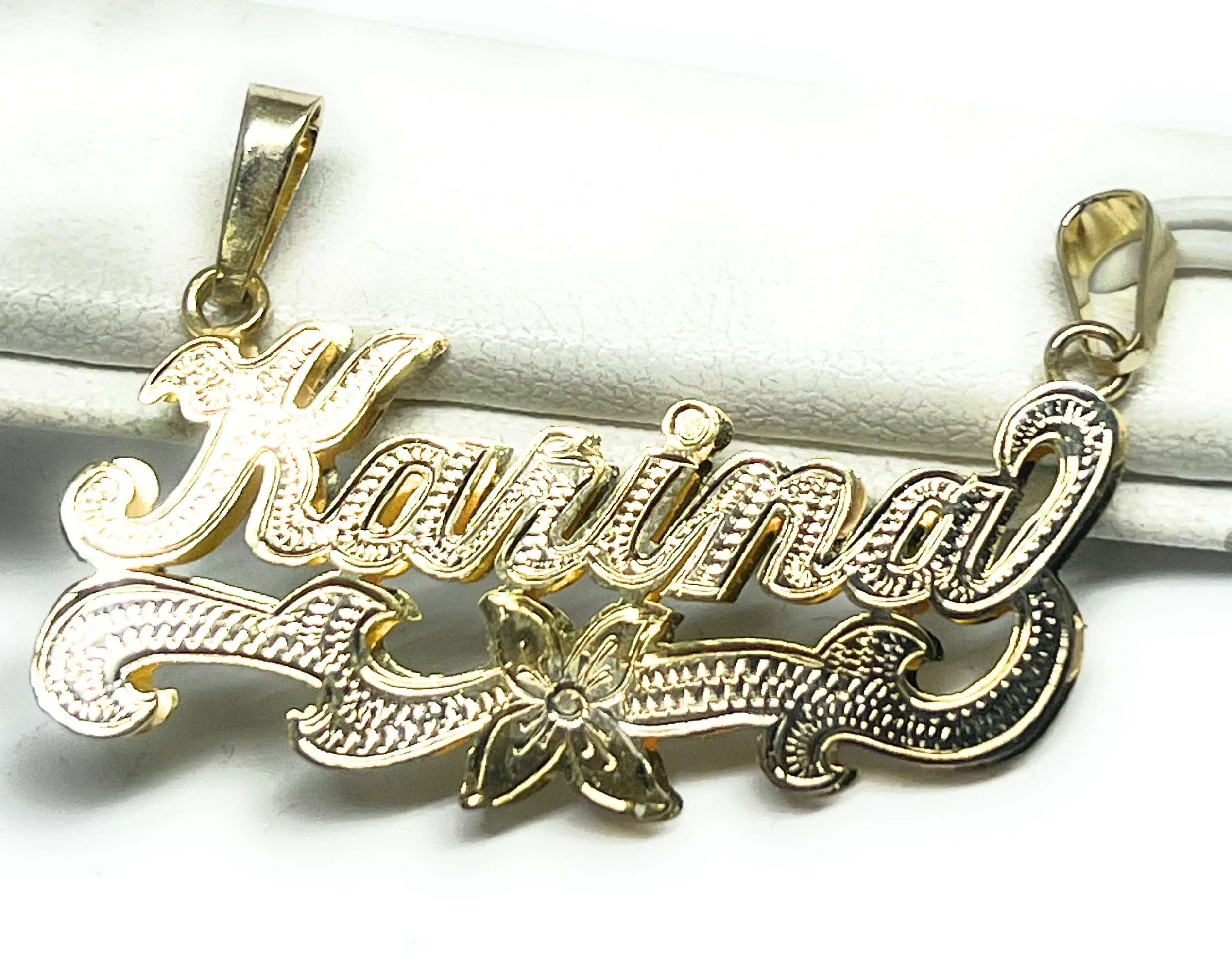 14k Solid Gold Yellow Custom 3D Double Name Illusion (WHITE GOLD OR ALL YELLOW GOLD) Nameplate Pendant Necklace - Image 15
