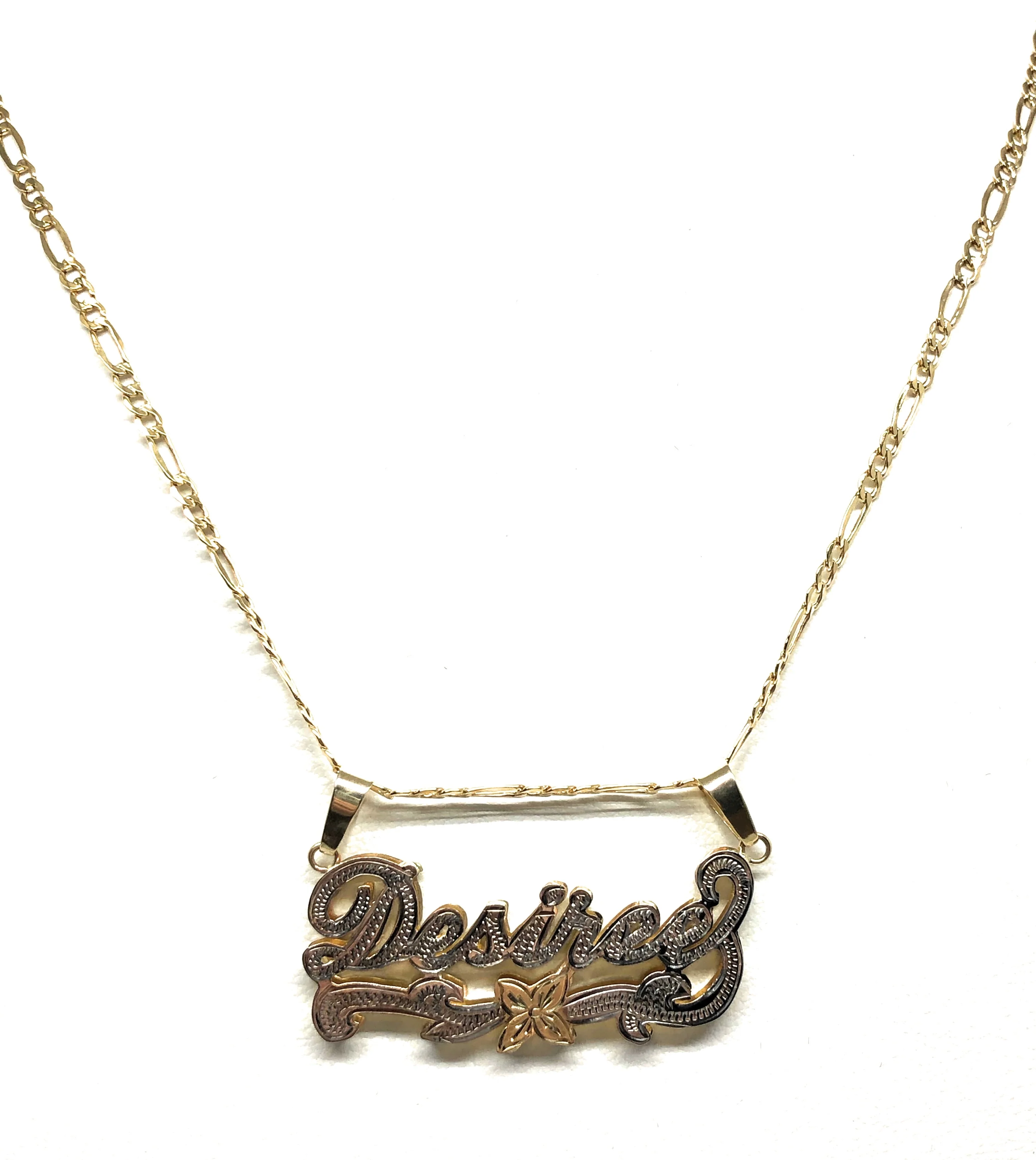 14k Solid Gold Yellow Custom 3D Double Name Illusion (WHITE GOLD OR ALL YELLOW GOLD) Nameplate Pendant Necklace - Image 5