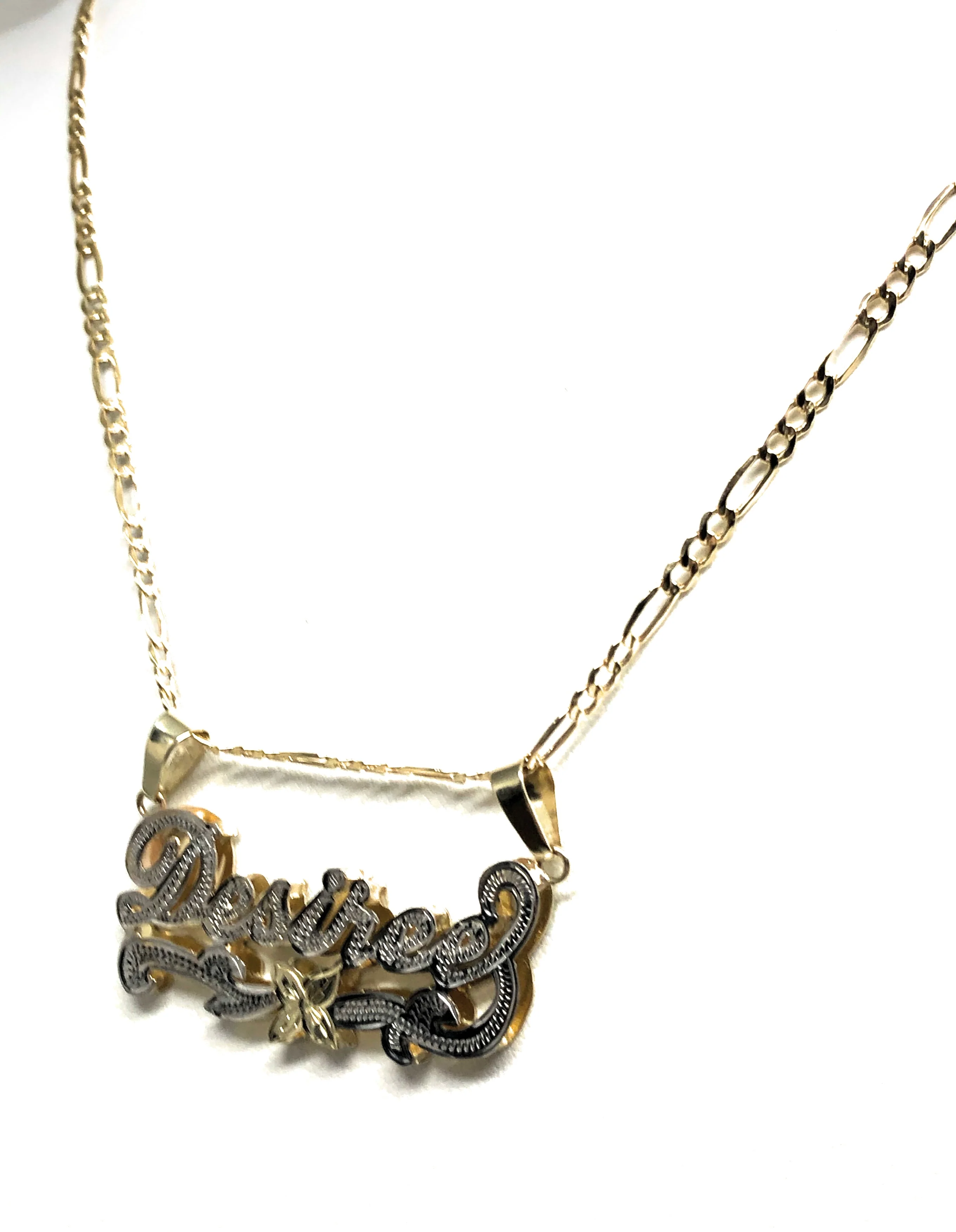 14k Solid Gold Yellow Custom 3D Double Name Illusion (WHITE GOLD OR ALL YELLOW GOLD) Nameplate Pendant Necklace - Image 6