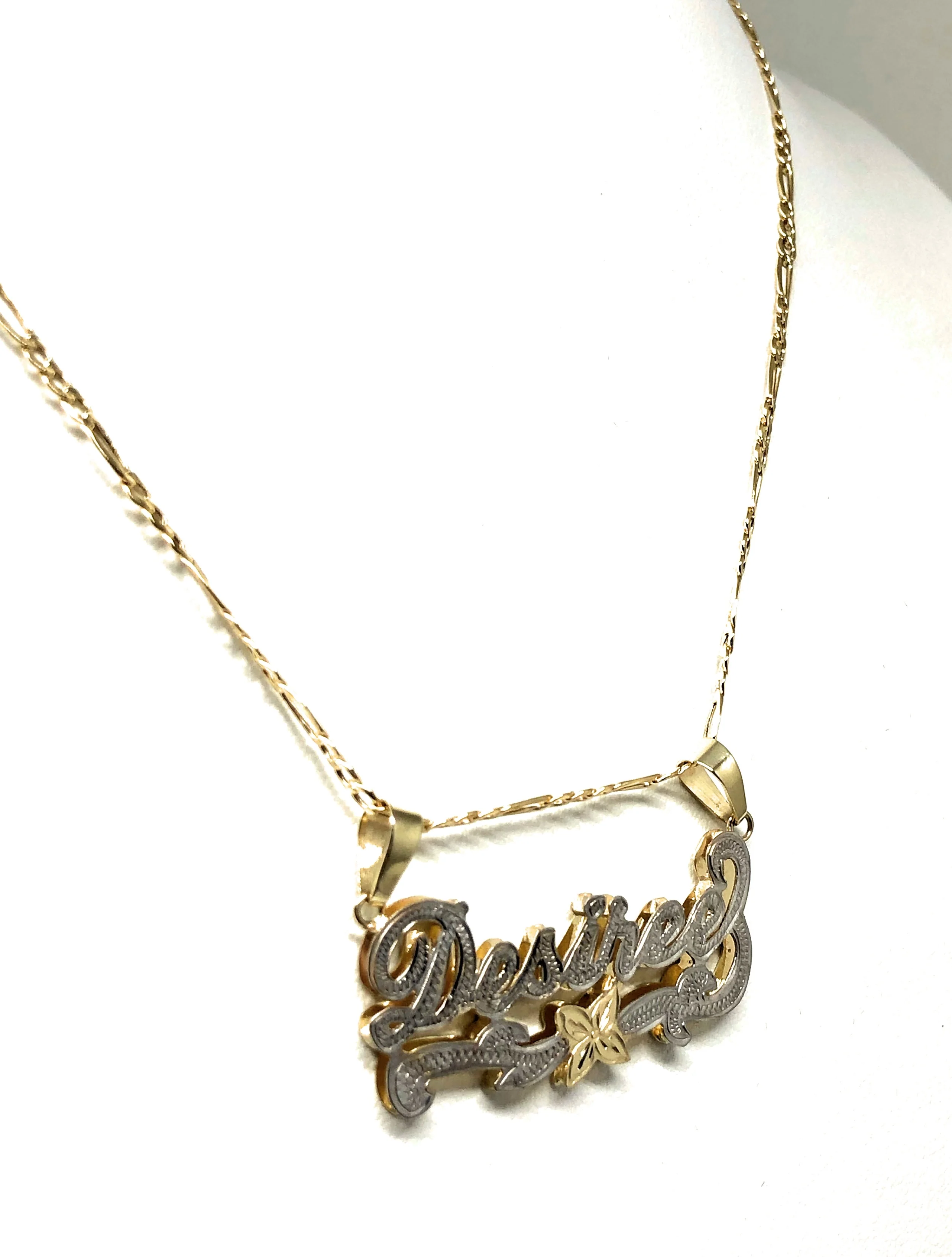 14k Solid Gold Yellow Custom 3D Double Name Illusion (WHITE GOLD OR ALL YELLOW GOLD) Nameplate Pendant Necklace - Image 7