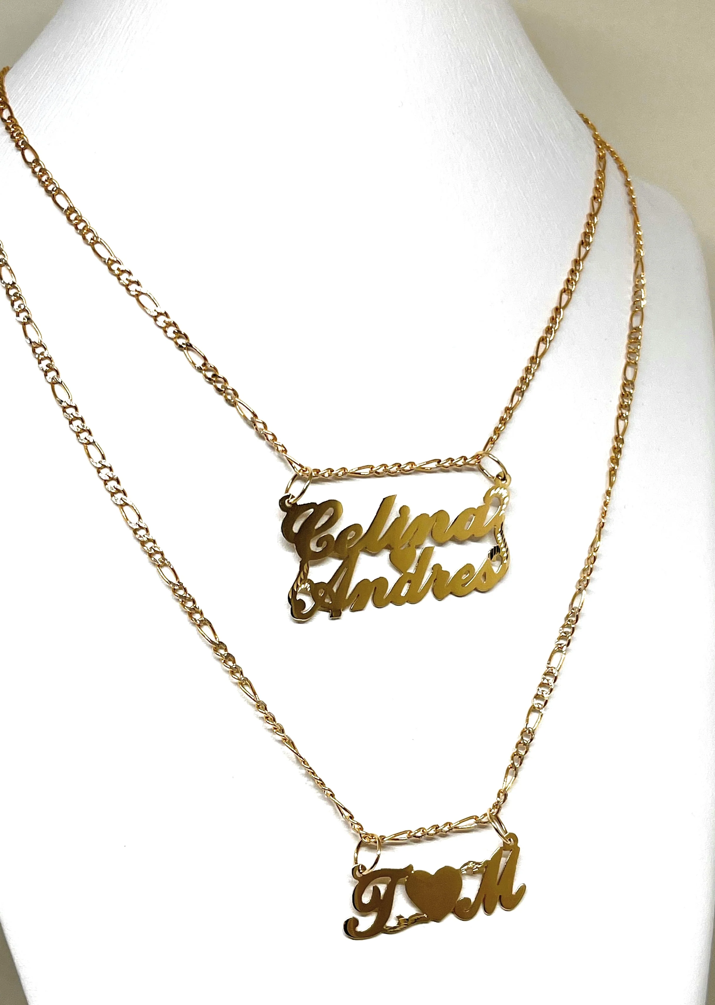 14k Solid Gold Yellow Custom Double Initial Heart Letter Pendant Necklace with Chain Options - Image 6