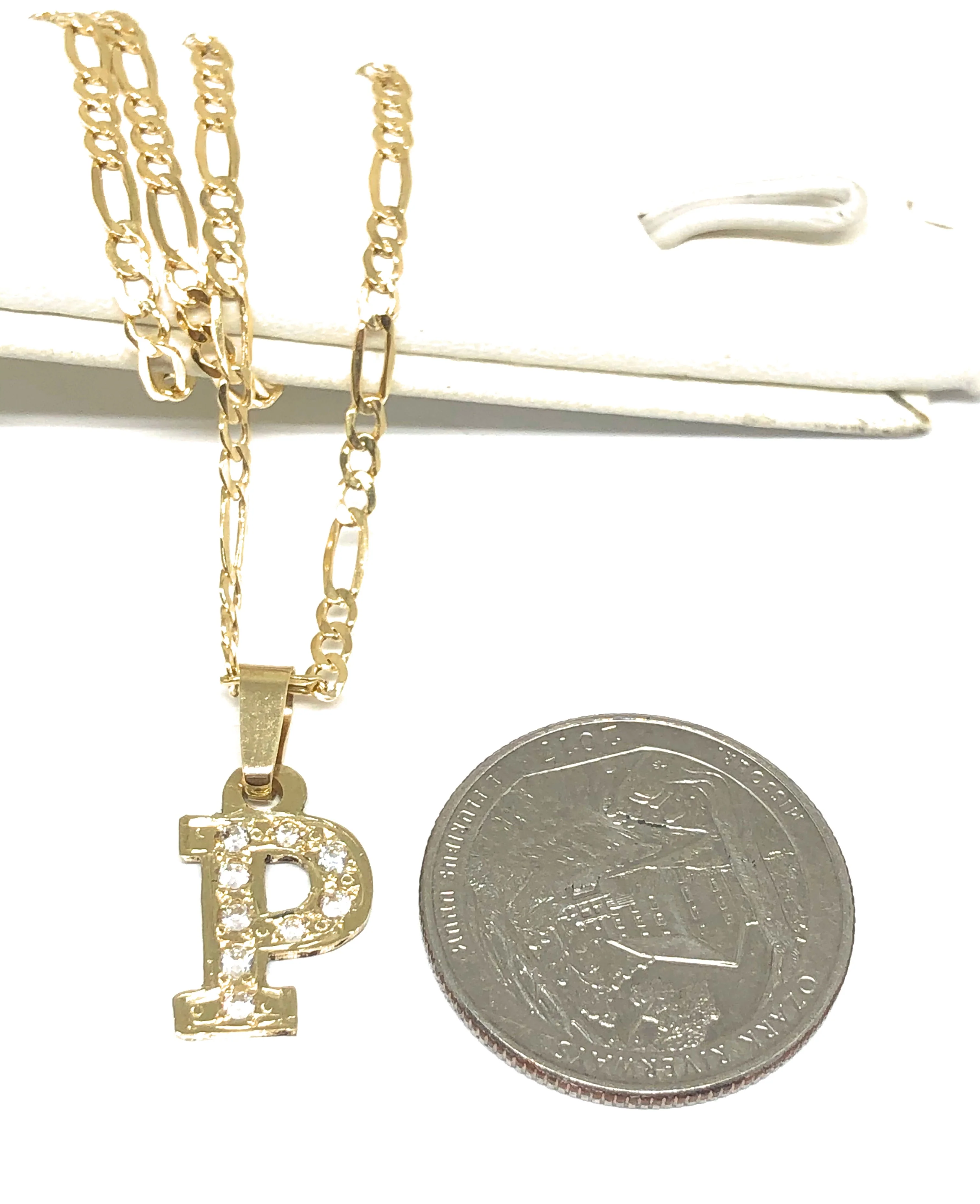 14k Solid Gold Yellow Custom Initial CZ Pendant Necklace with Chain Options - Image 3
