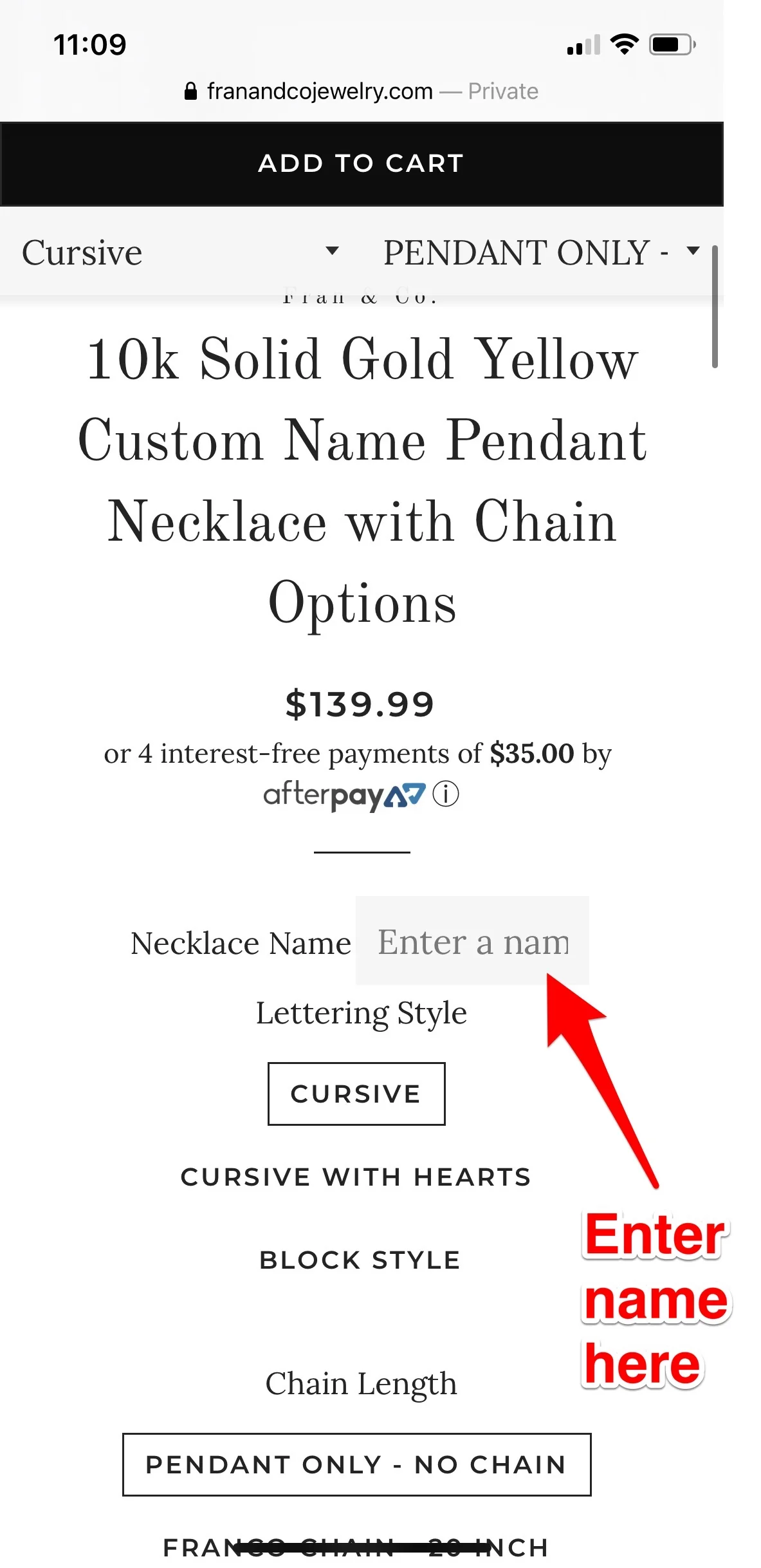 14k Solid Gold Yellow Custom Nameplate Pendant Necklace with Chain Options - Image 3
