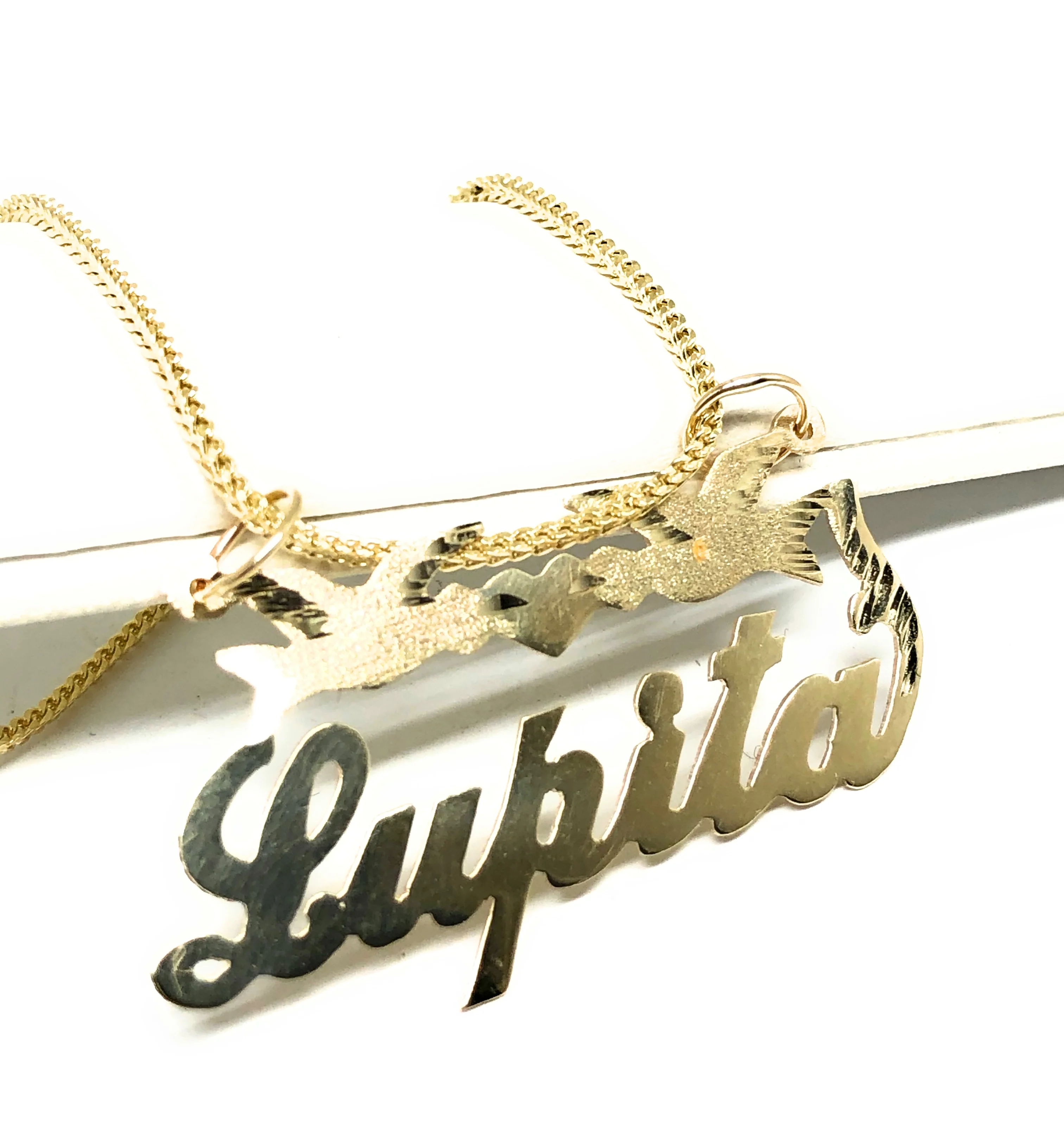14k Solid Gold Yellow Custom Nameplate Pendant Necklace with Chain Options - Image 5