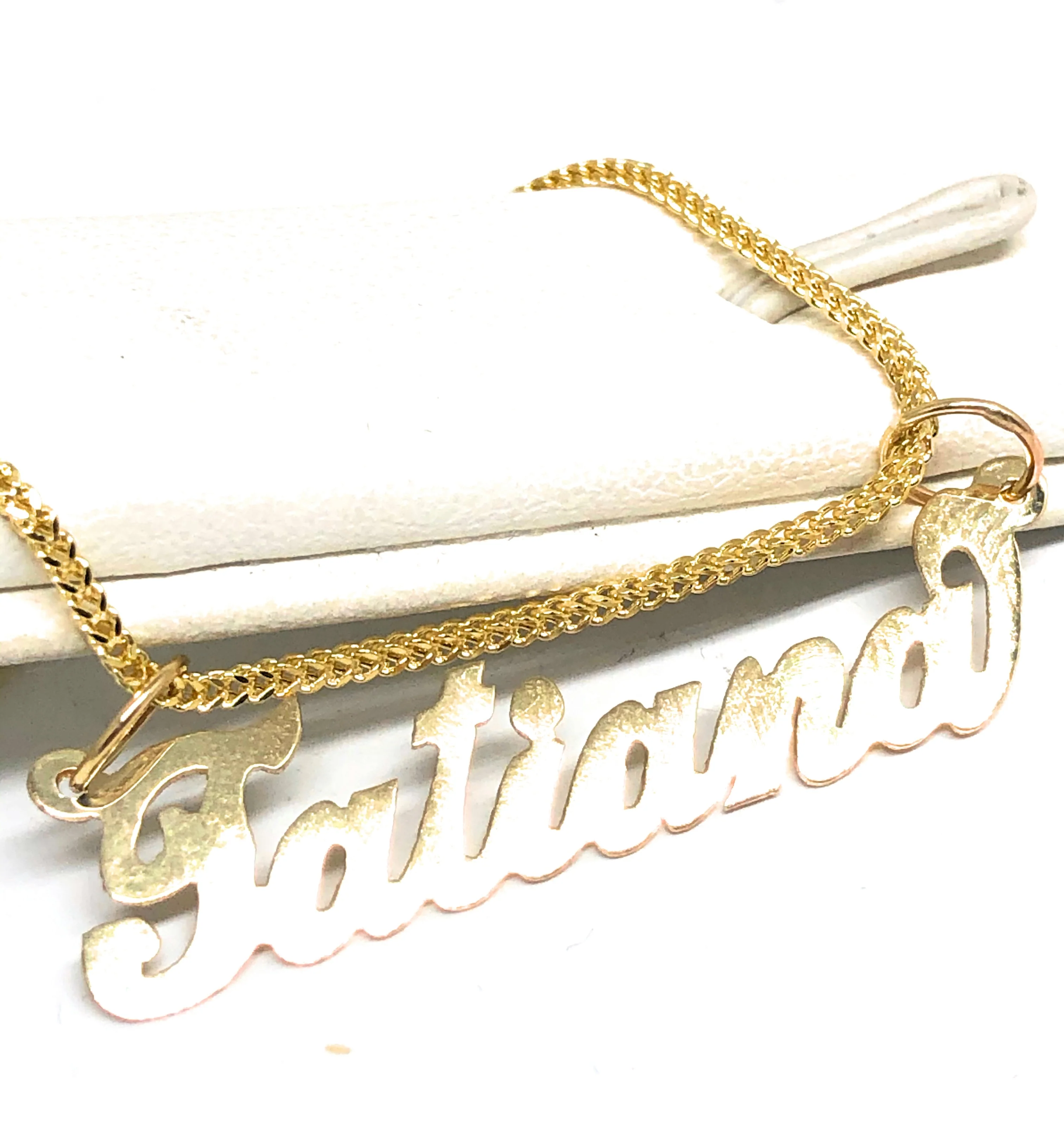 14k Solid Gold Yellow Custom Nameplate Pendant Necklace with Chain Options - Image 6