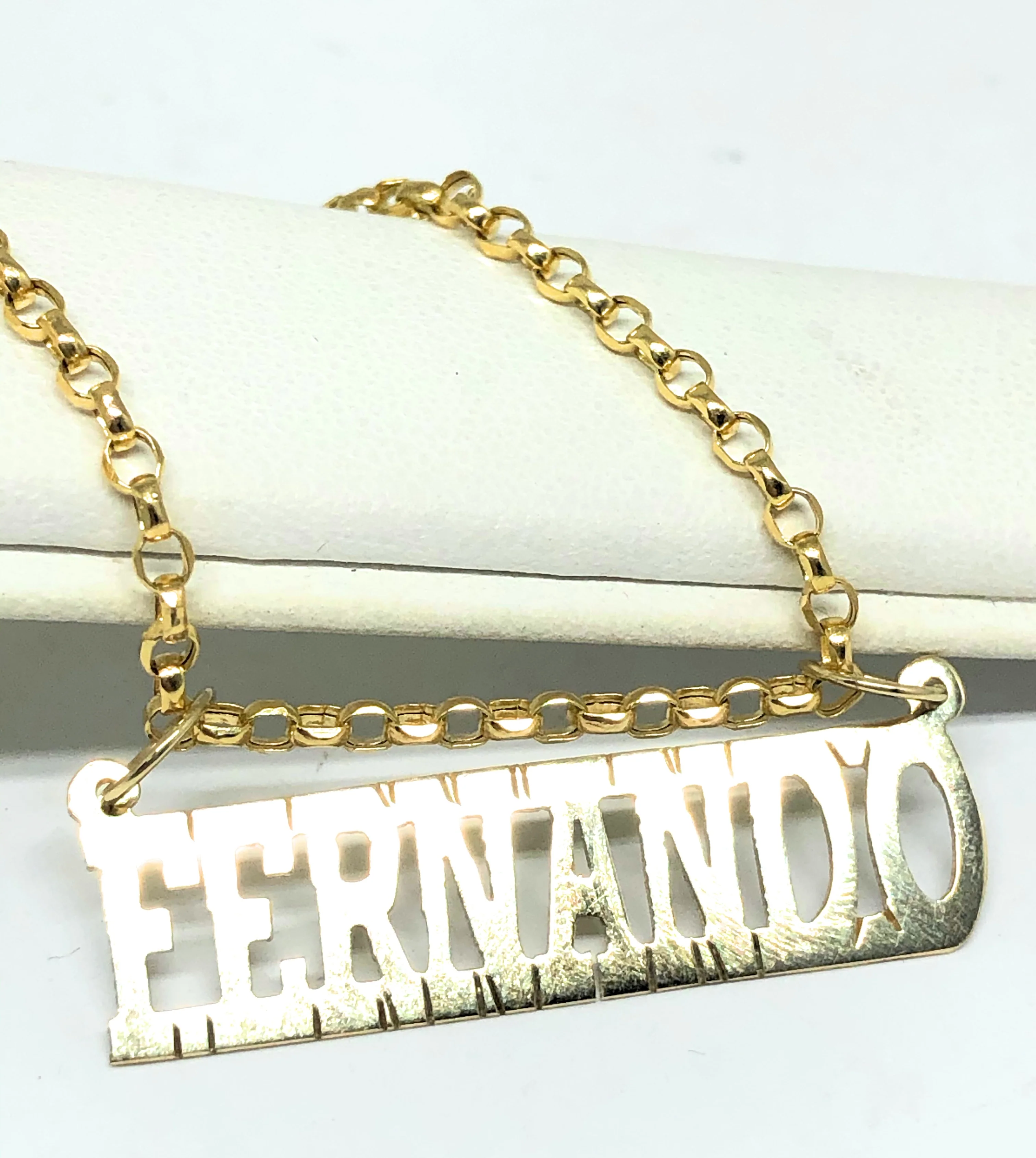 14k Solid Gold Yellow Custom Nameplate Pendant Necklace with Chain Options - Image 7