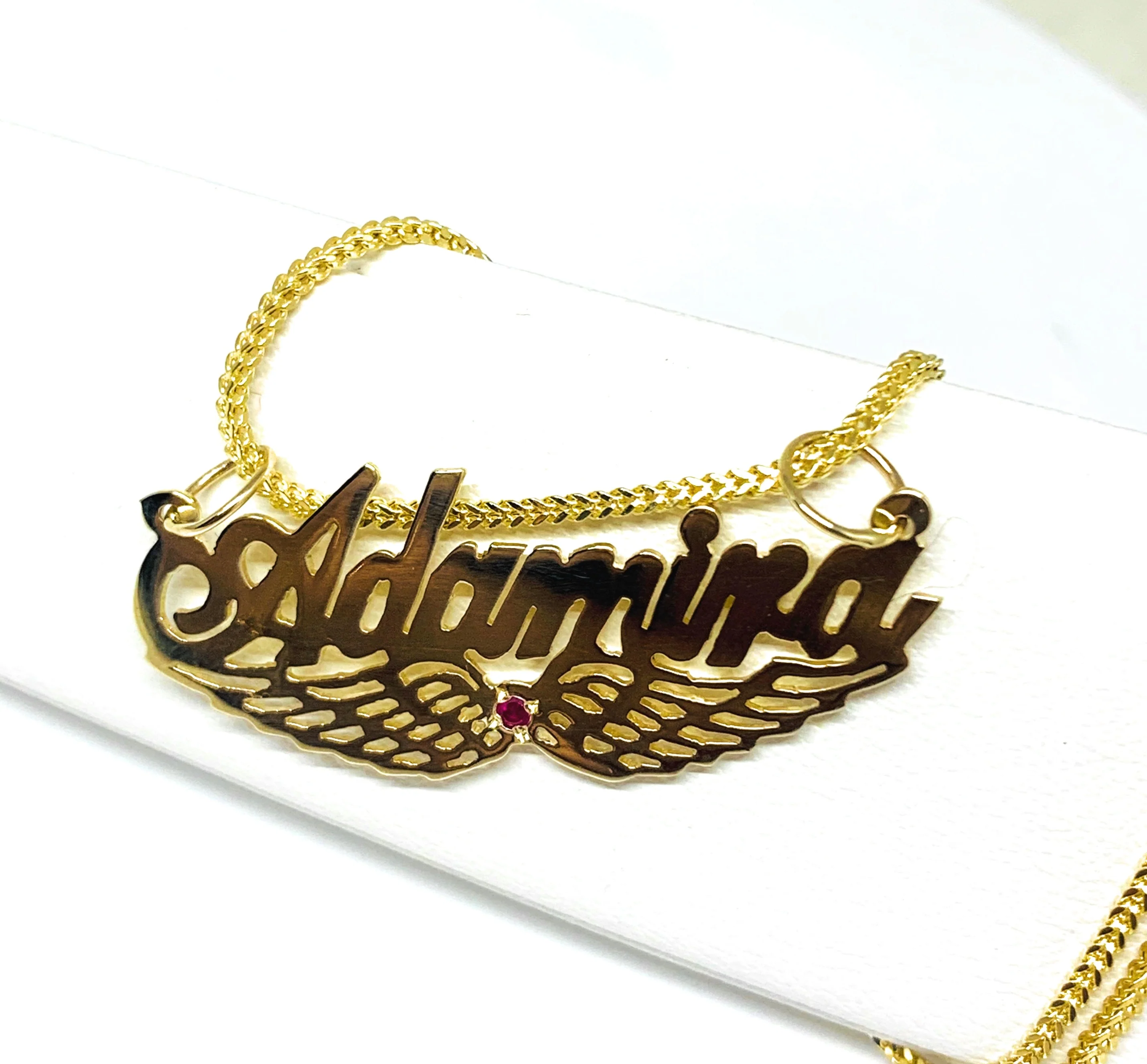 14k Solid Gold Yellow Custom Nameplate Pendant Necklace with Chain Options - Image 8