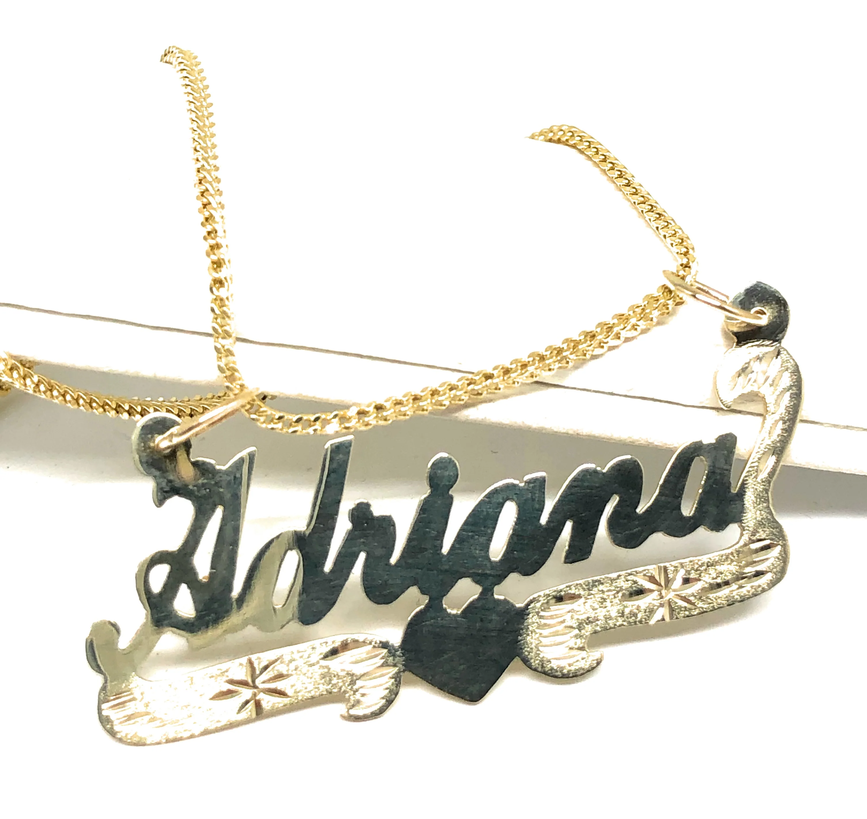 14k Solid Gold Yellow Custom Nameplate Pendant Necklace with Chain Options - Image 9