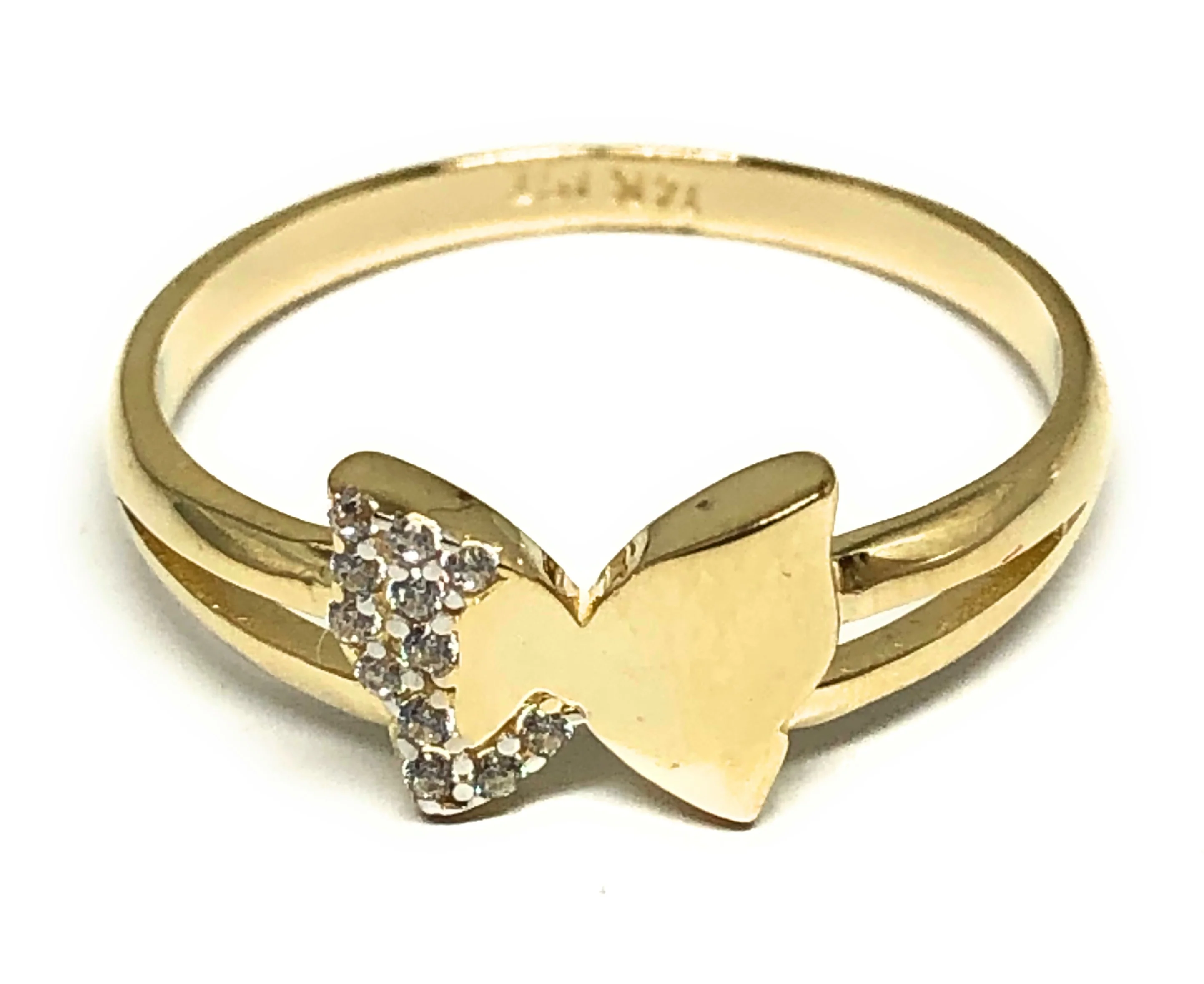 14k Solid Gold Yellow CZ Butterfly Ring