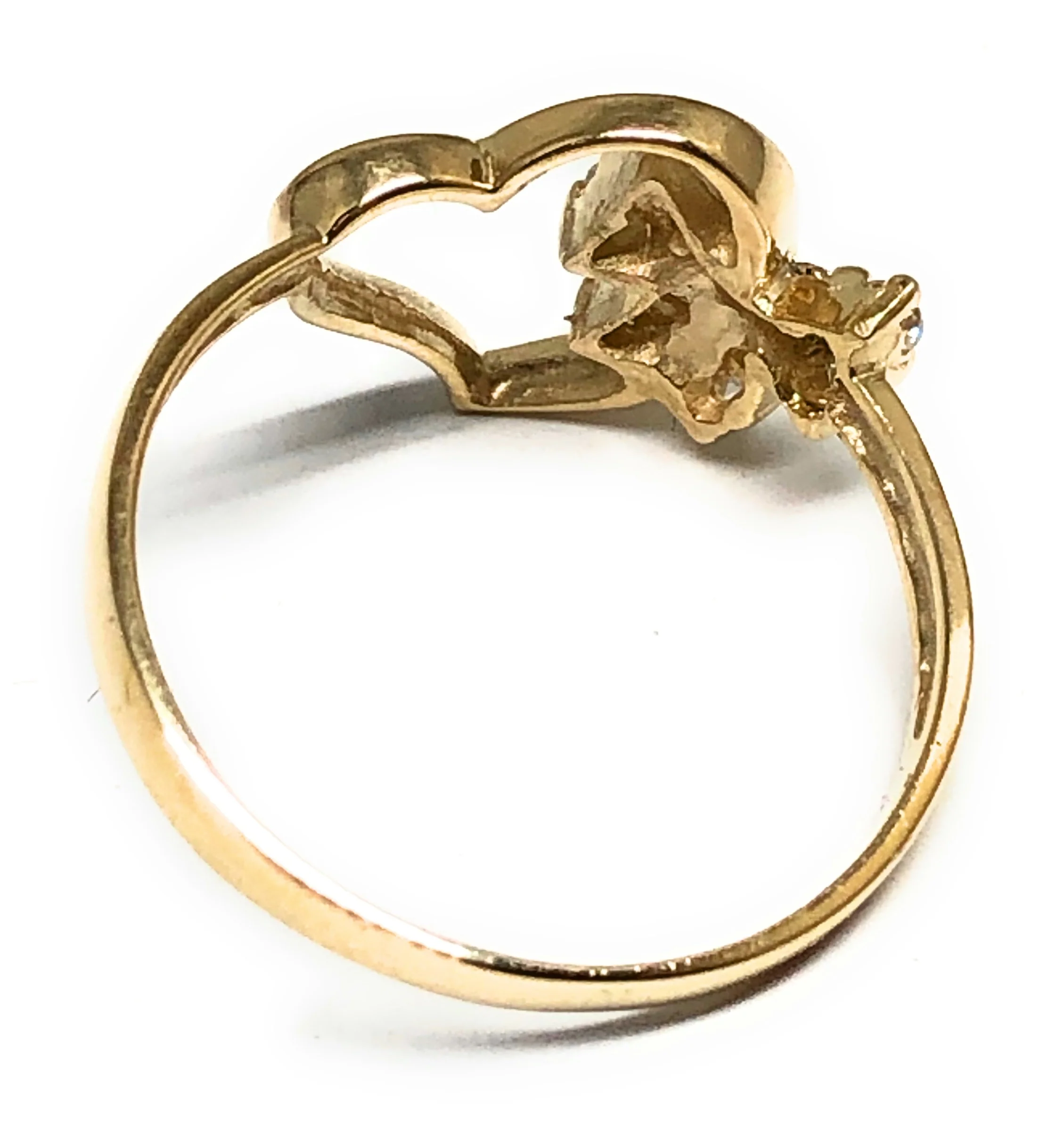 14k Solid Gold Yellow CZ Butterfly Ring - Image 3