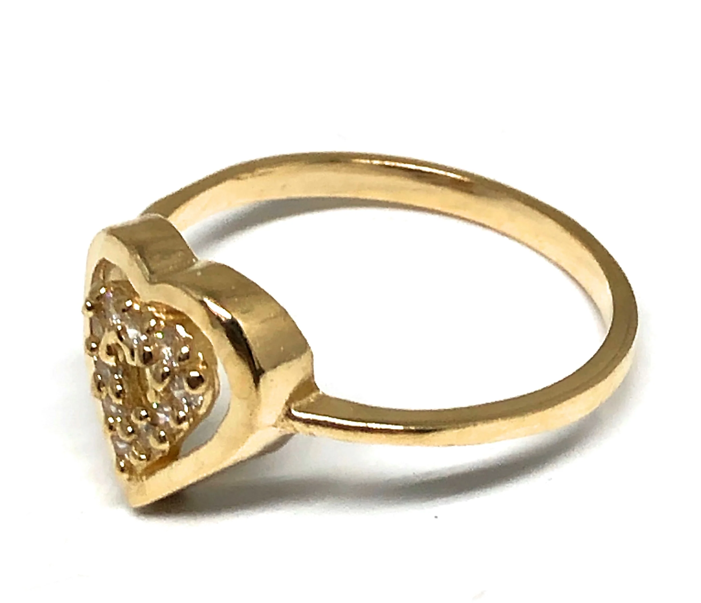 14k Solid Gold Yellow CZ Double Heart Ring - Image 2