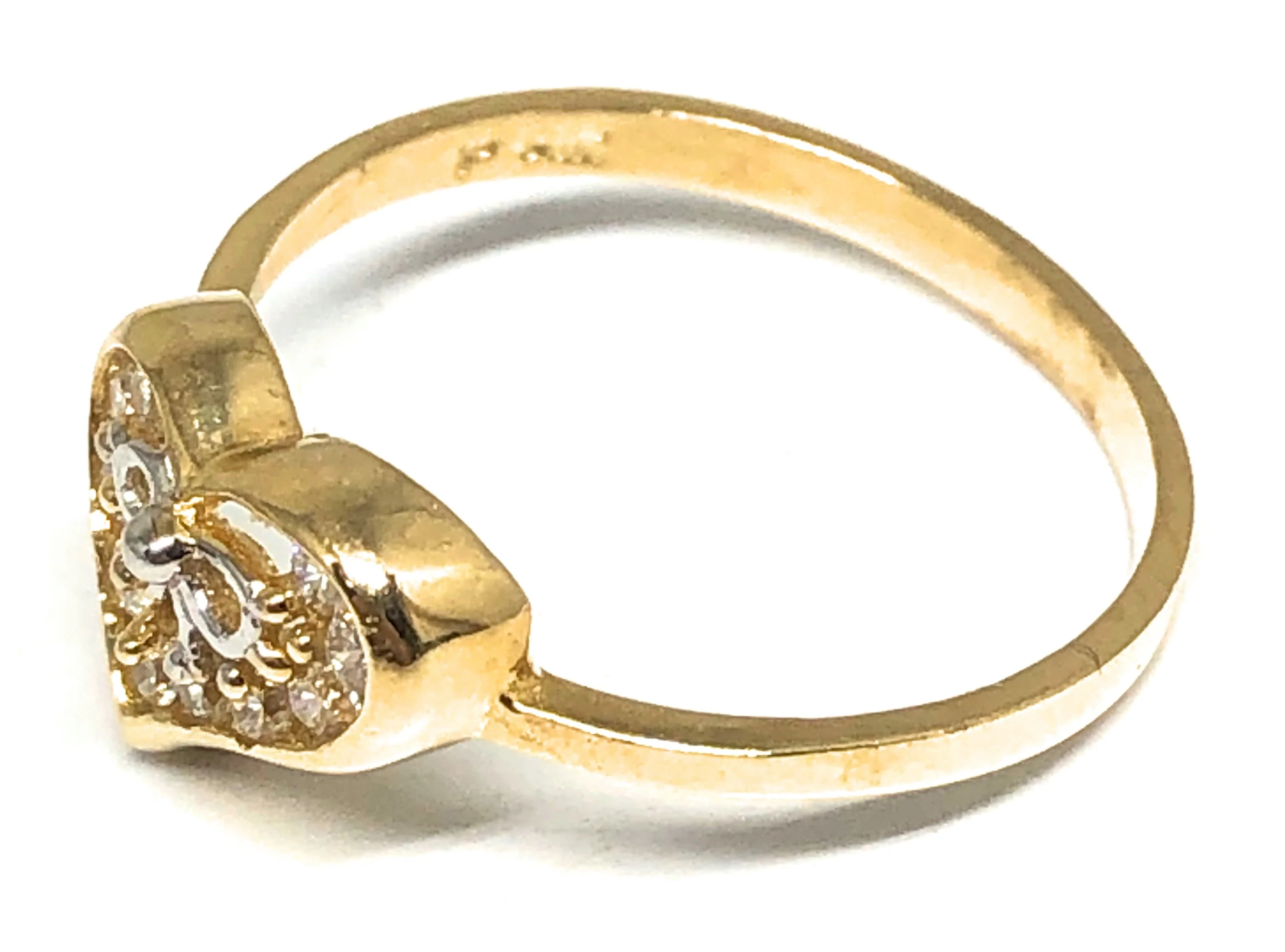 14k Solid Gold Yellow CZ Heart Ring - Image 2