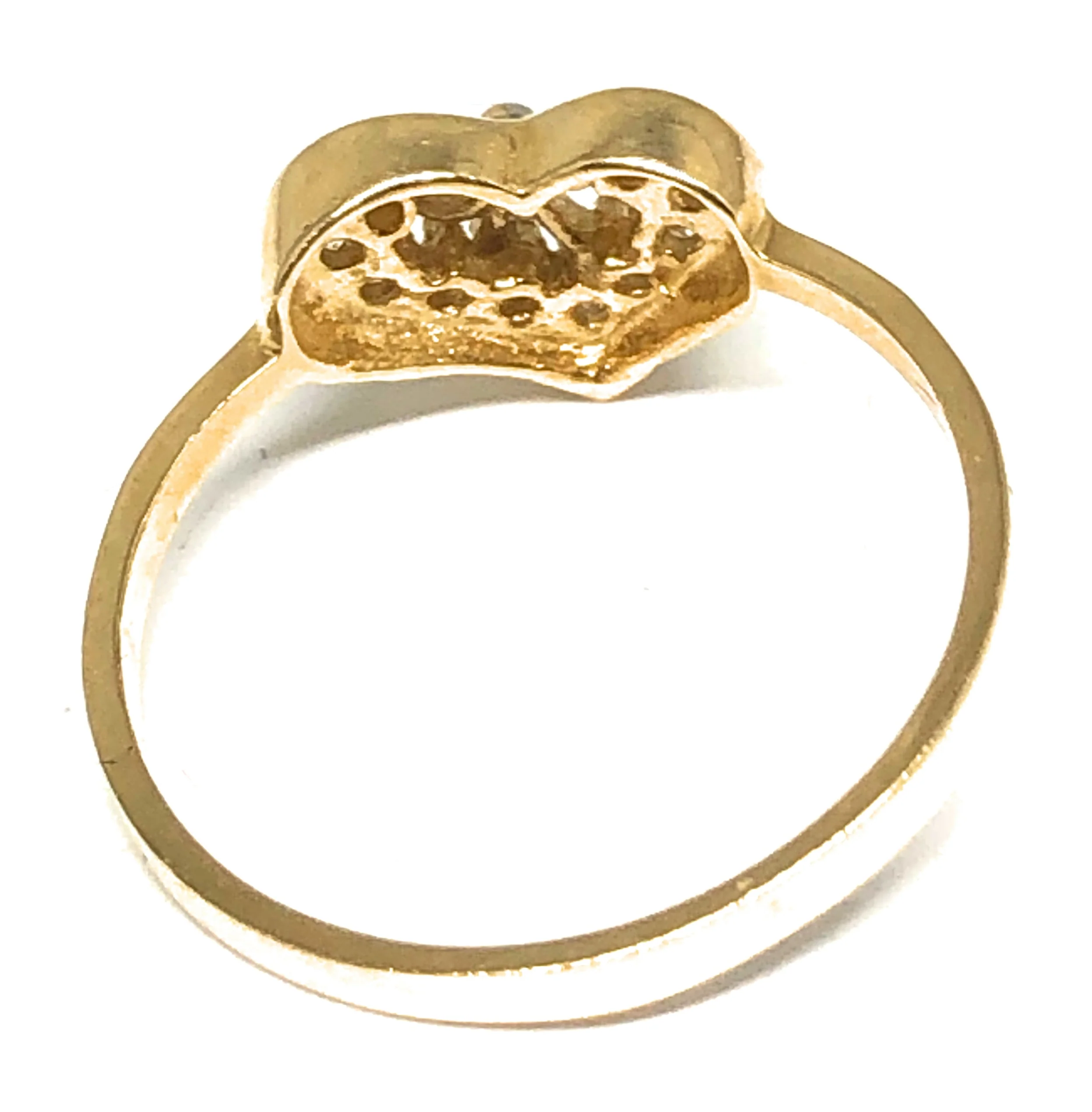 14k Solid Gold Yellow CZ Heart Ring - Image 3