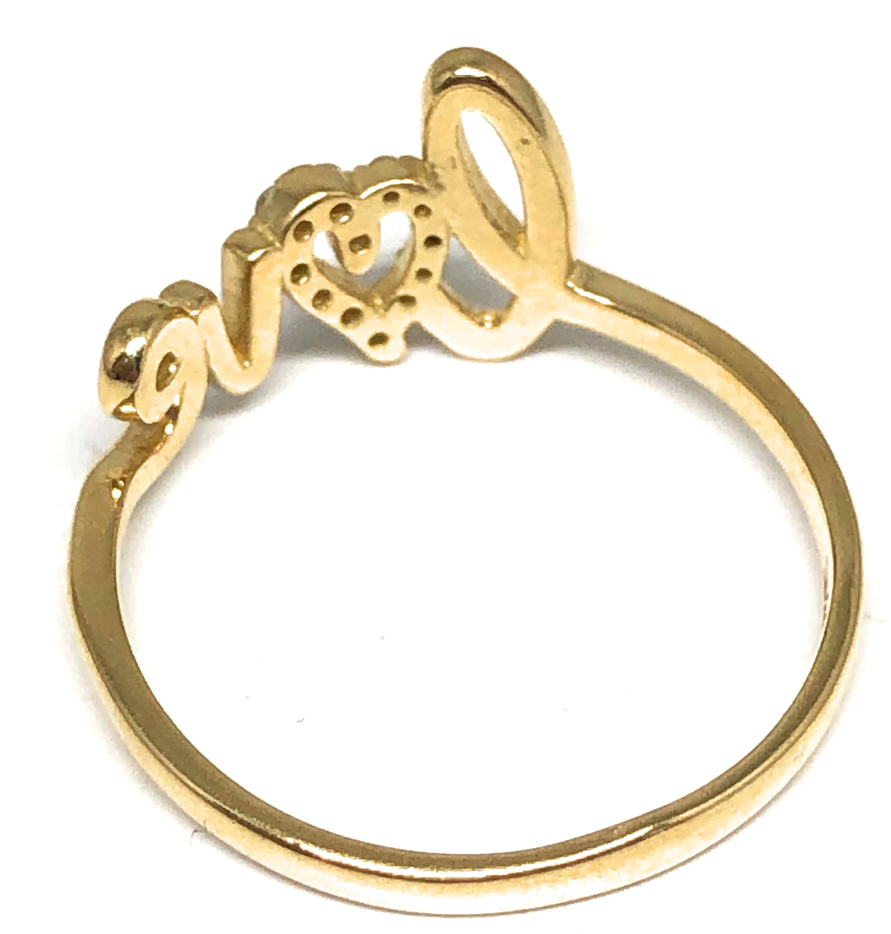 14k Solid Gold Yellow CZ "LOVE" Ring - Image 3