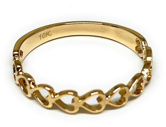 14k Solid Gold Yellow Dainty Heart Band Ring (FC 165) - Image 6
