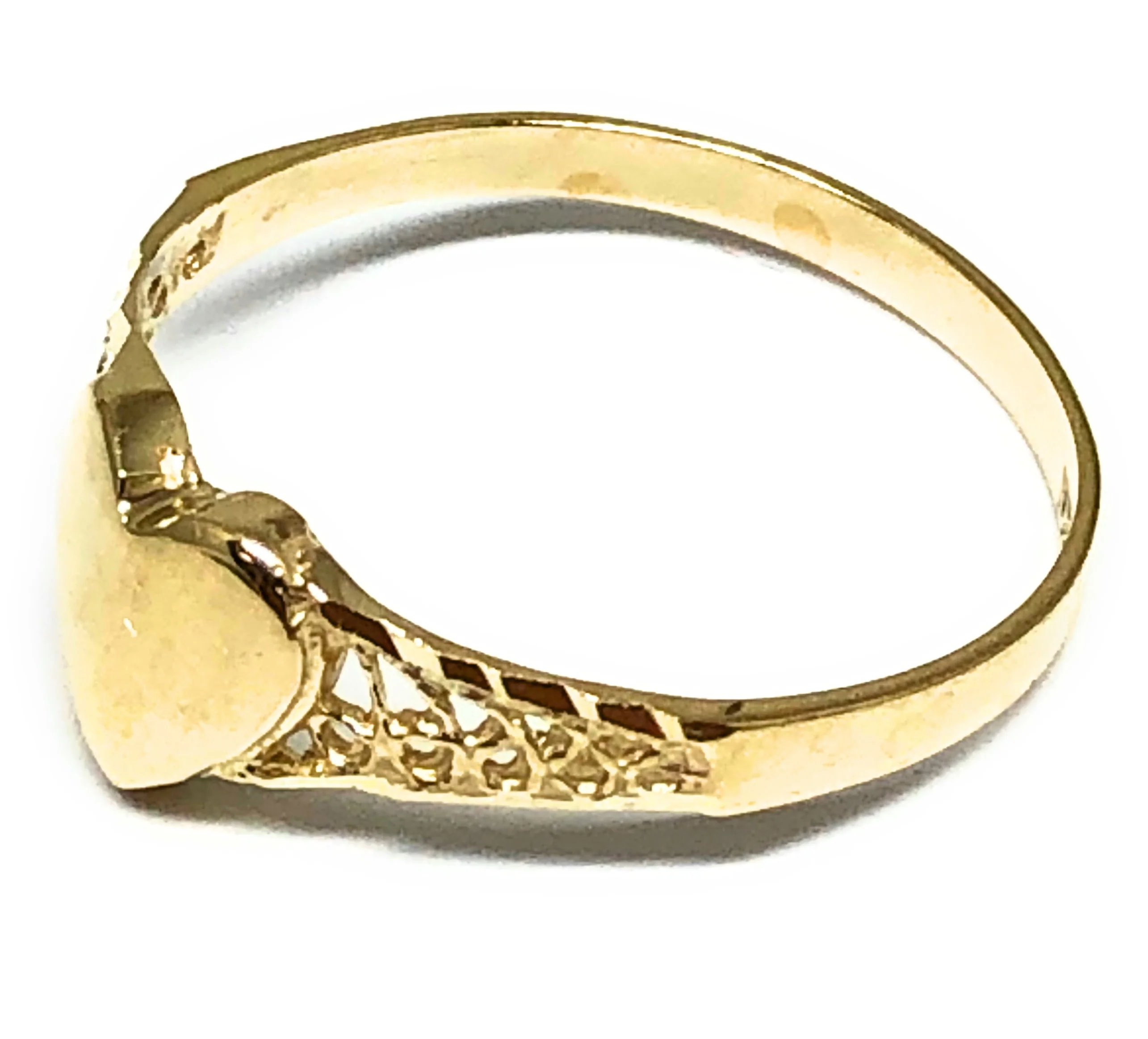 14k Solid Gold Yellow Dainty Heart Signet Ring - Image 2