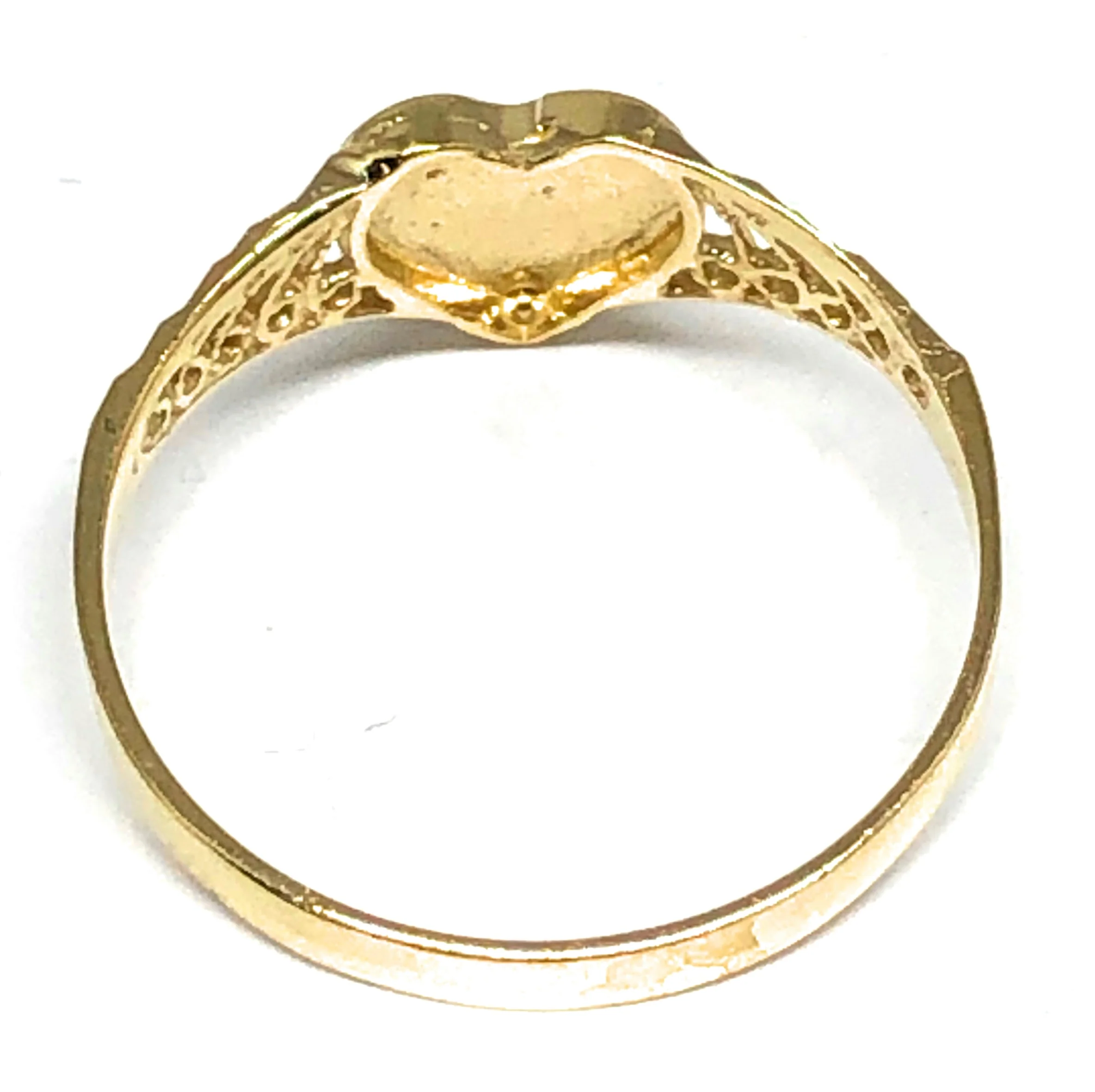 14k Solid Gold Yellow Dainty Heart Signet Ring - Image 3